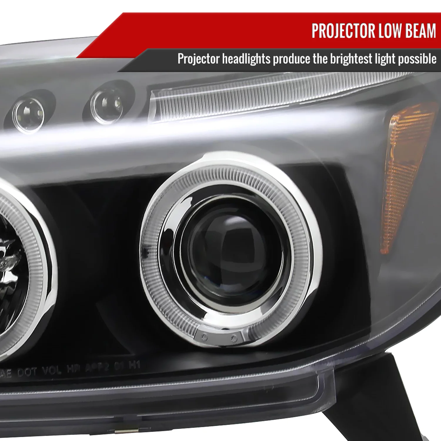 2003-2005 Toyota 4Runner Dual Halo Projector Headlights Matte Black/Clear Lens - Image 3