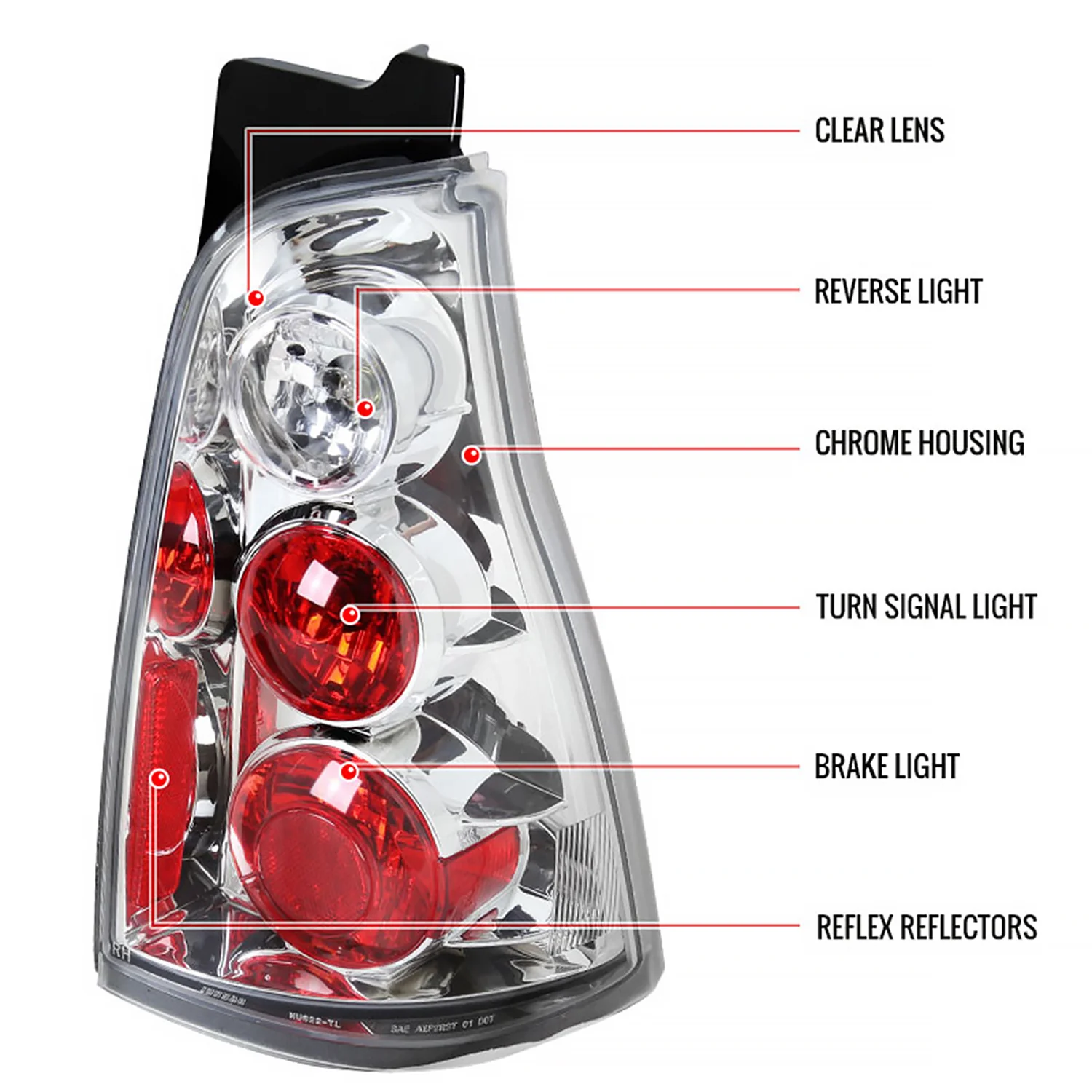 2003-2005 Toyota 4Runner Tail Lights Chrome Housing/Clear Lens - Image 7