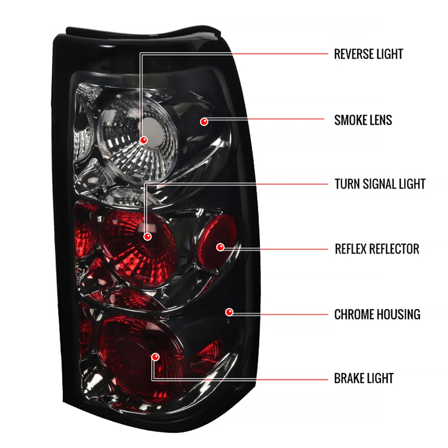 2003-2006 Chevrolet Silverado Tail Lights Chrome Housing/Smoke Lens - Image 8