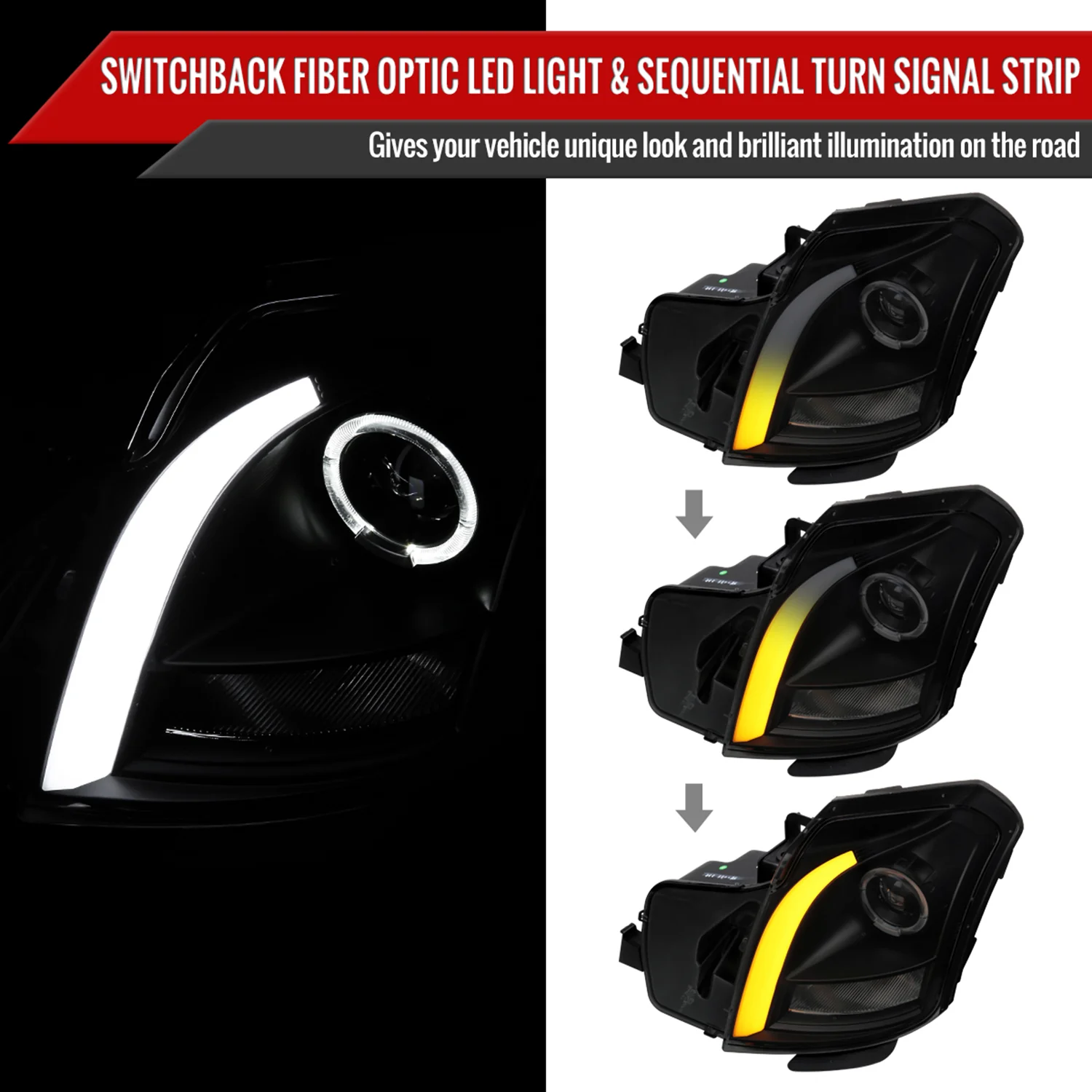 2003-2007 Cadillac CTS Halo LED Turn Signal Projector Headlights Smoke - Image 2