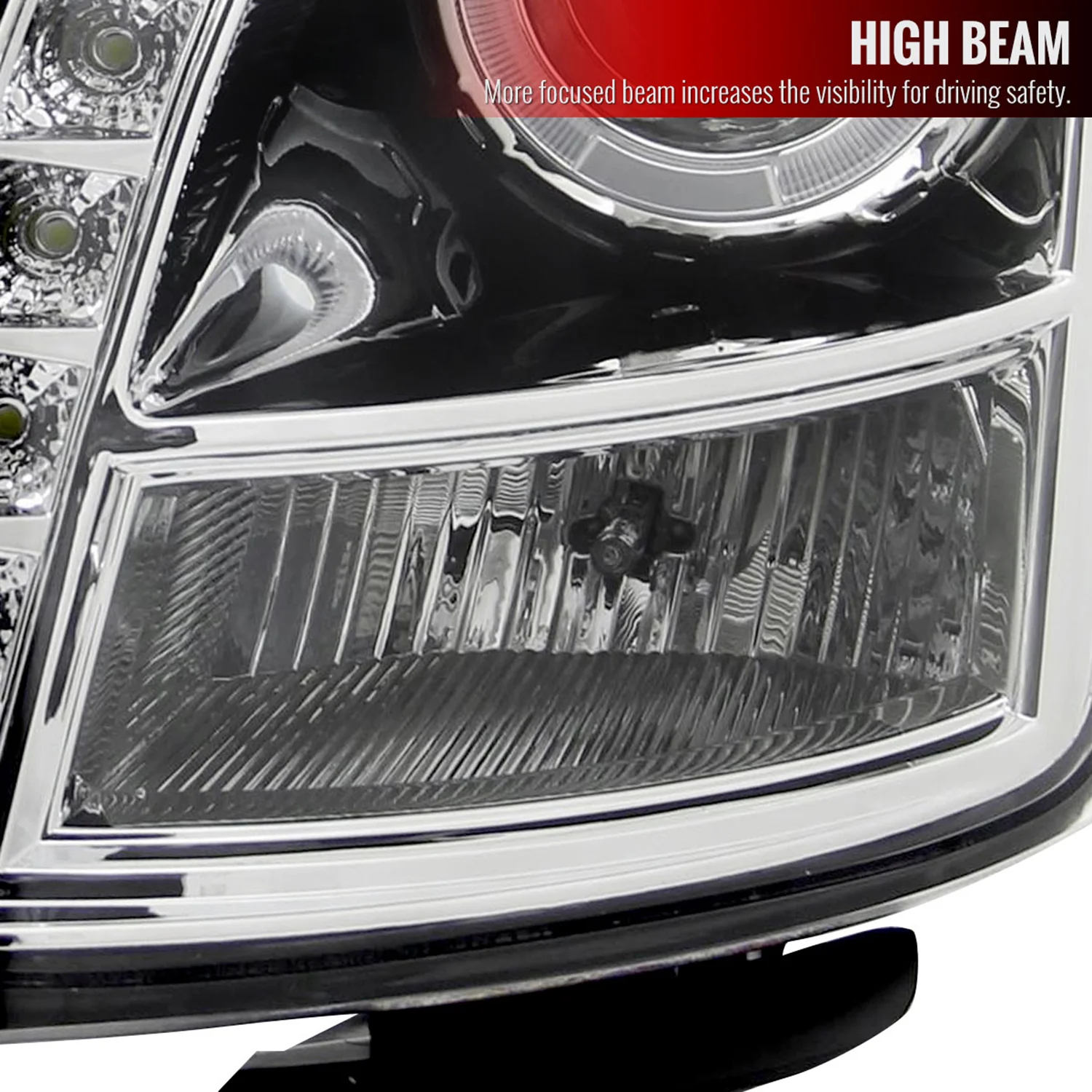 2003-2007 Cadillac CTS Halo Projector Headlights SMD LED Light Strip Chrome - Image 4