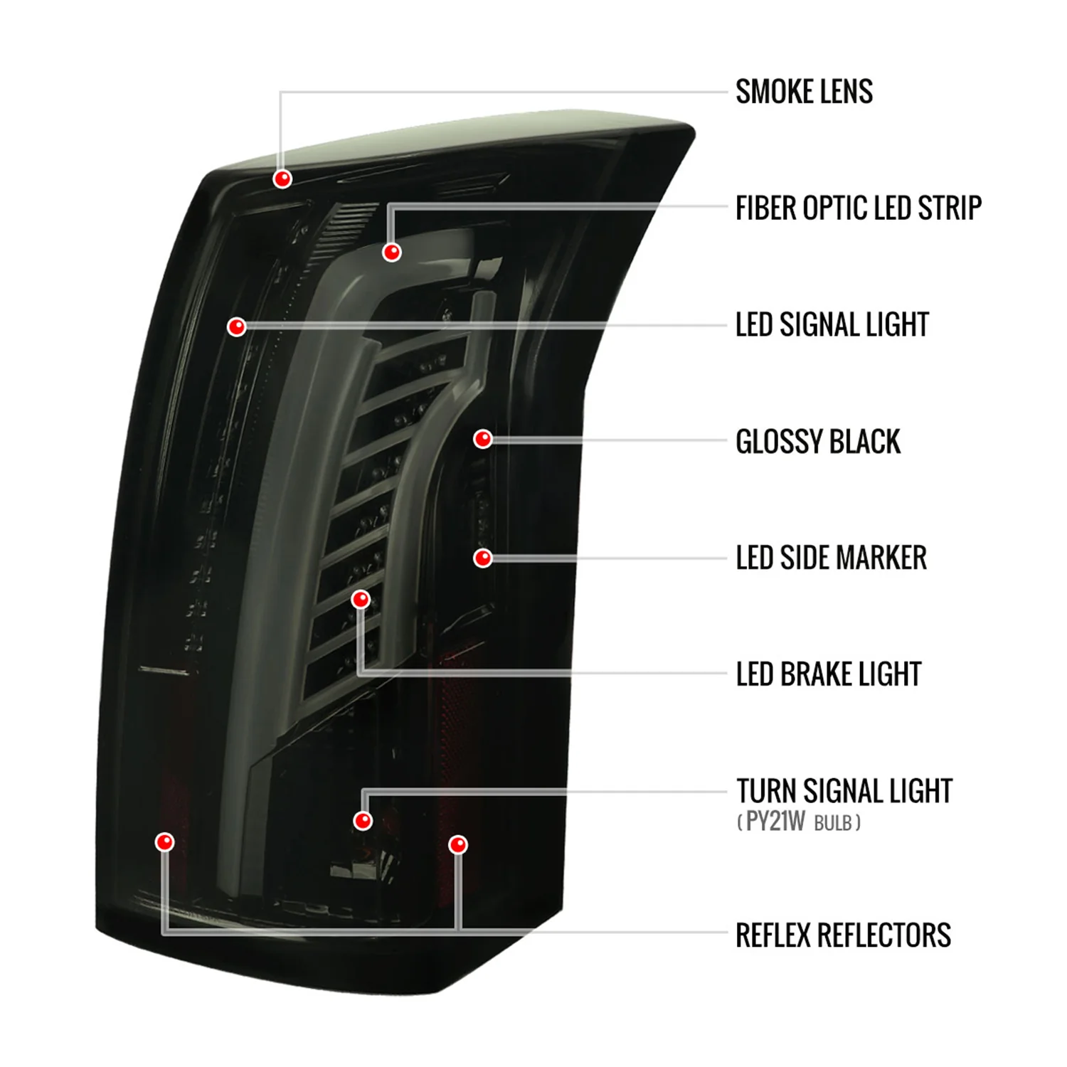2003-2007 Cadillac CTS LED Tail Lights Glossy Black Housing/Smoke Lens - Image 8