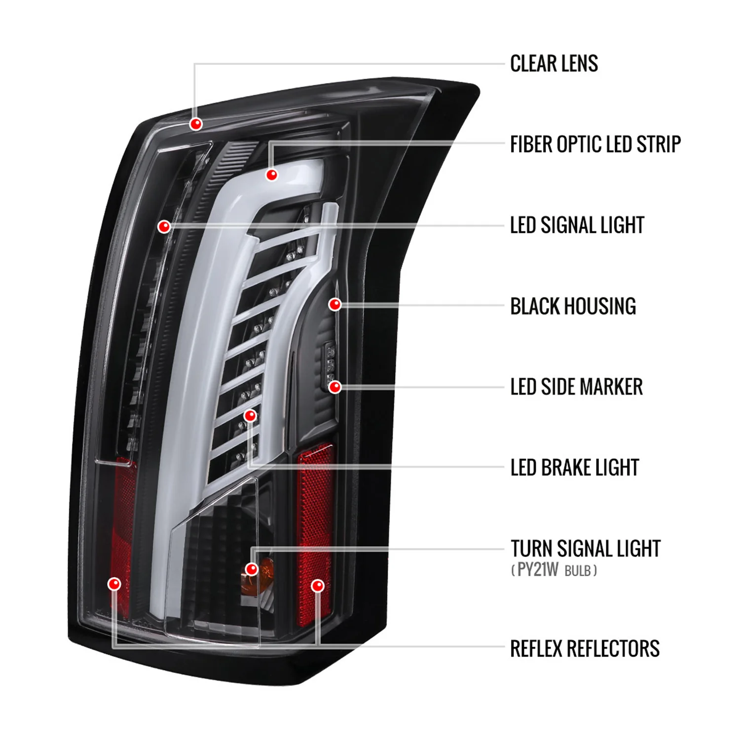 2003-2007 Cadillac CTS LED Tail Lights Matte Black Housing/Clear Lens - Image 8