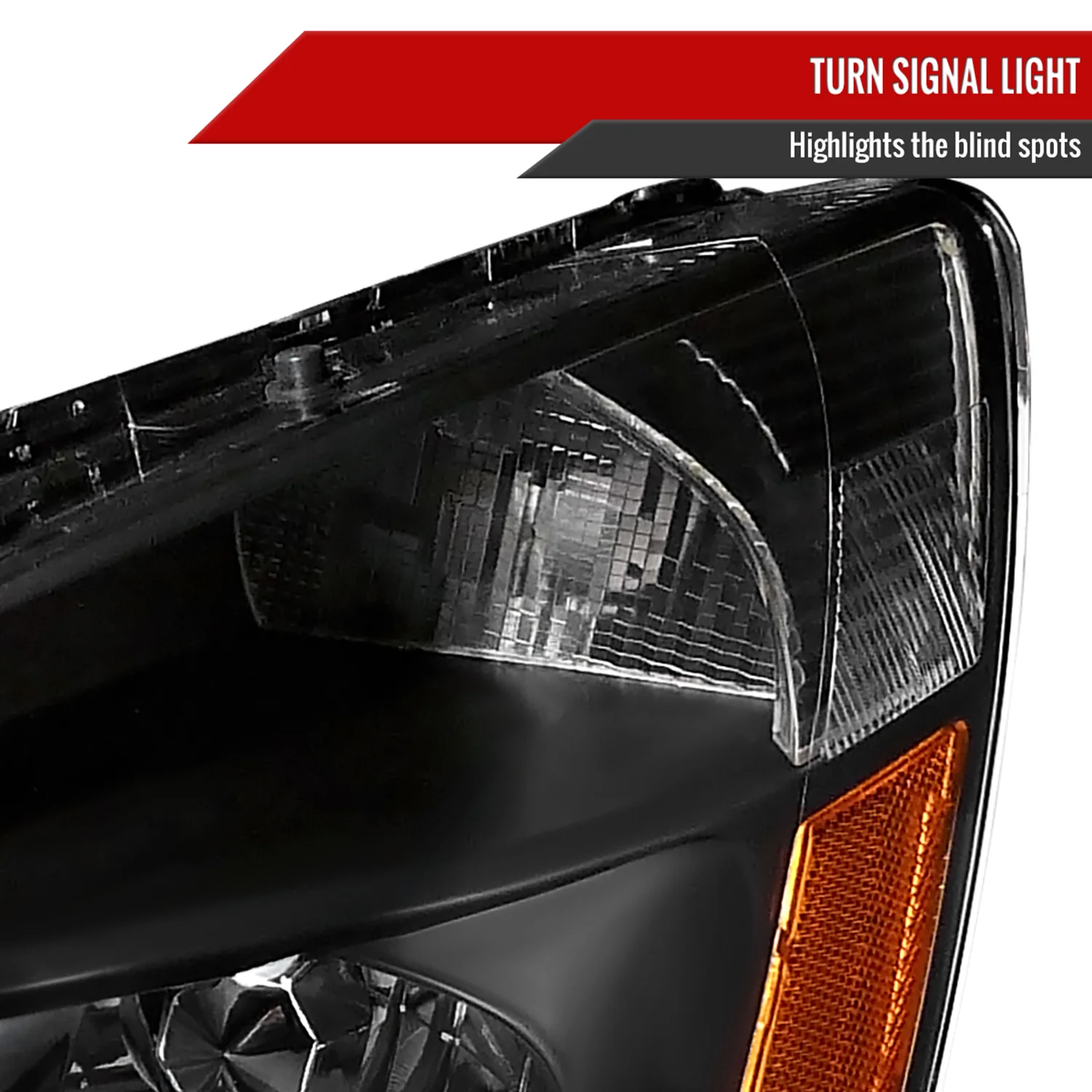 2003-2007 Honda Accord Factory Headlights w/Amber Reflector Matt Black/Clear - Image 5