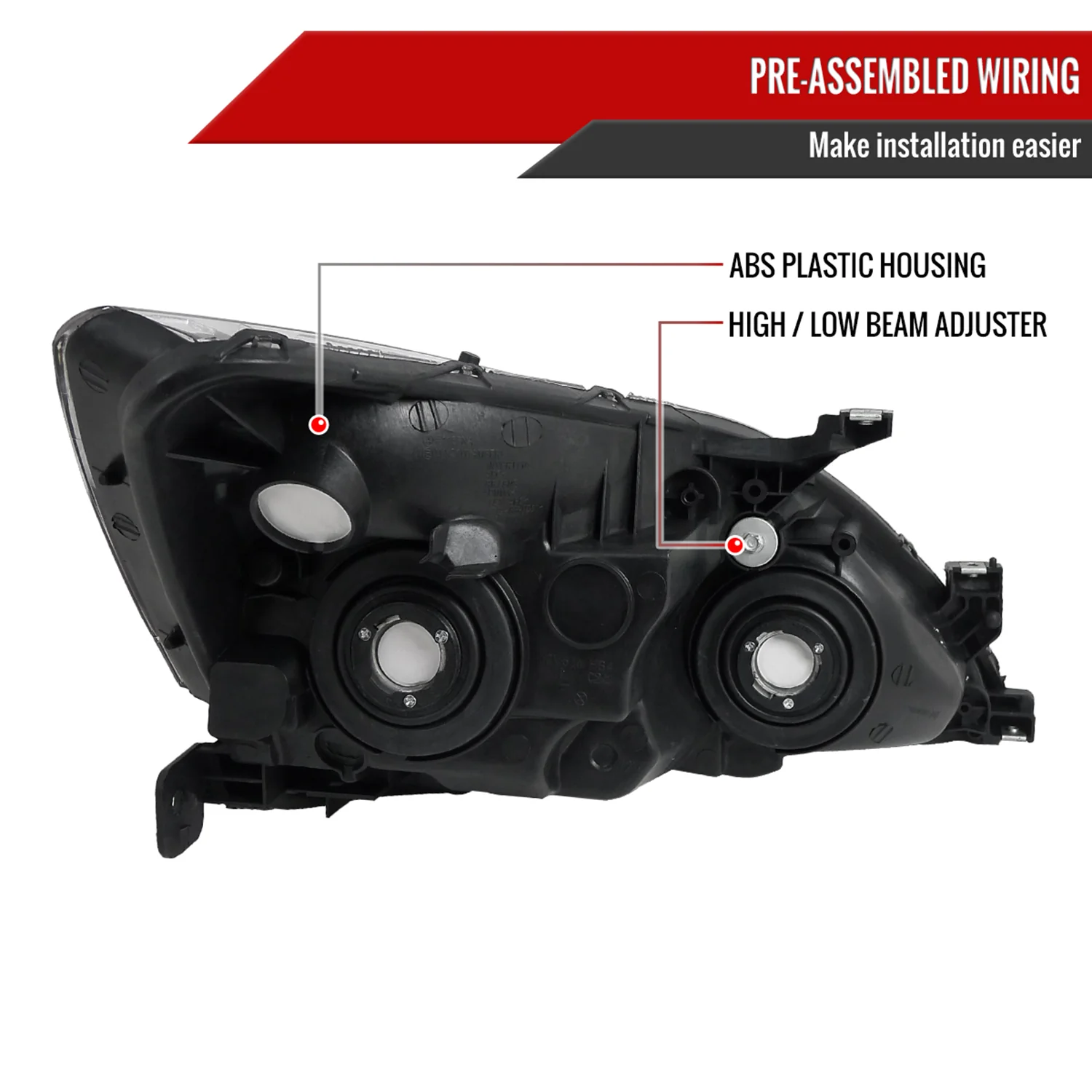 2003-2007 Honda Accord Factory Headlights w/Amber Reflector Matt Black/Clear - Image 7