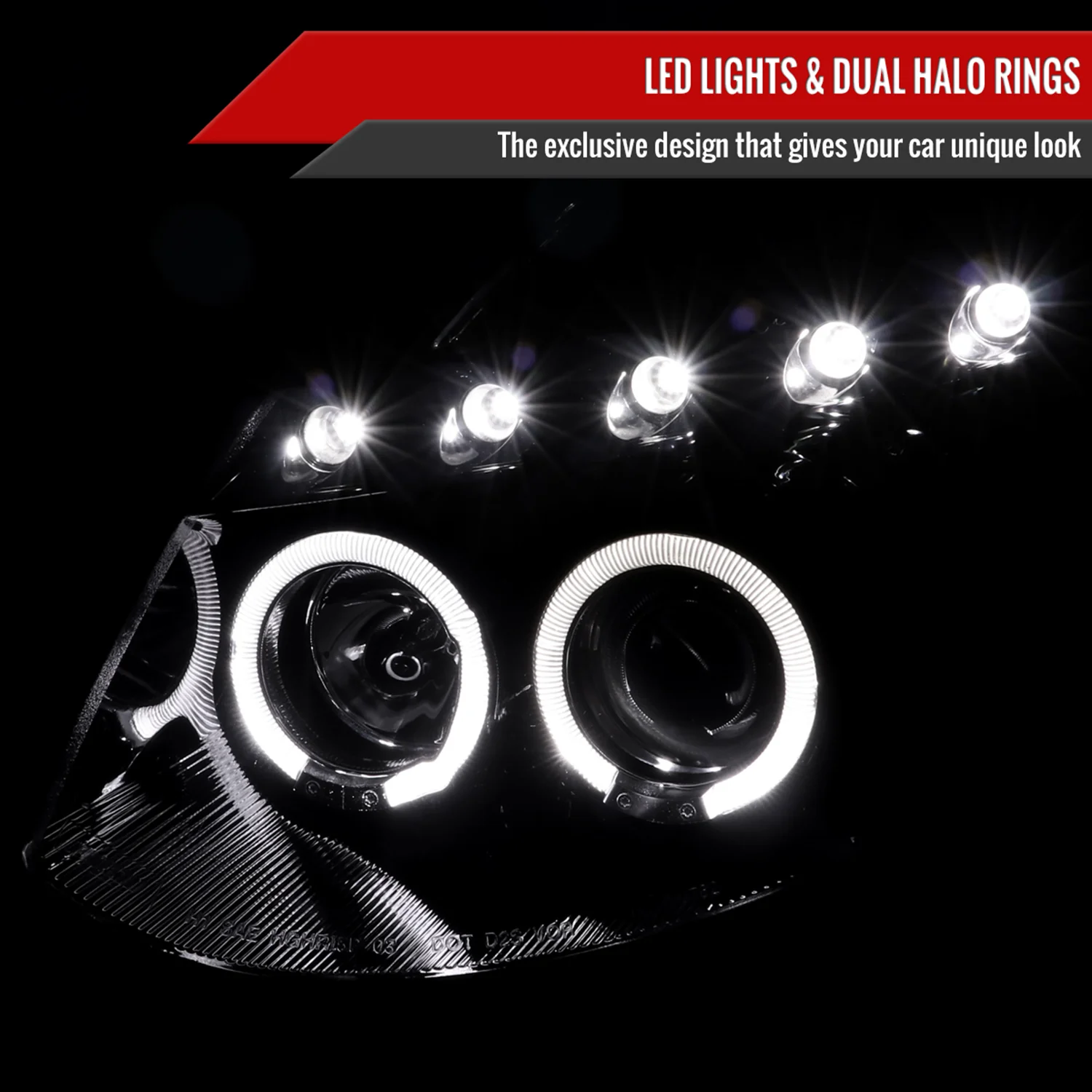 2003-2007 Infiniti G35 Coupe Dual Halo Projector Headlights Glossy Black/Smoke - Image 2