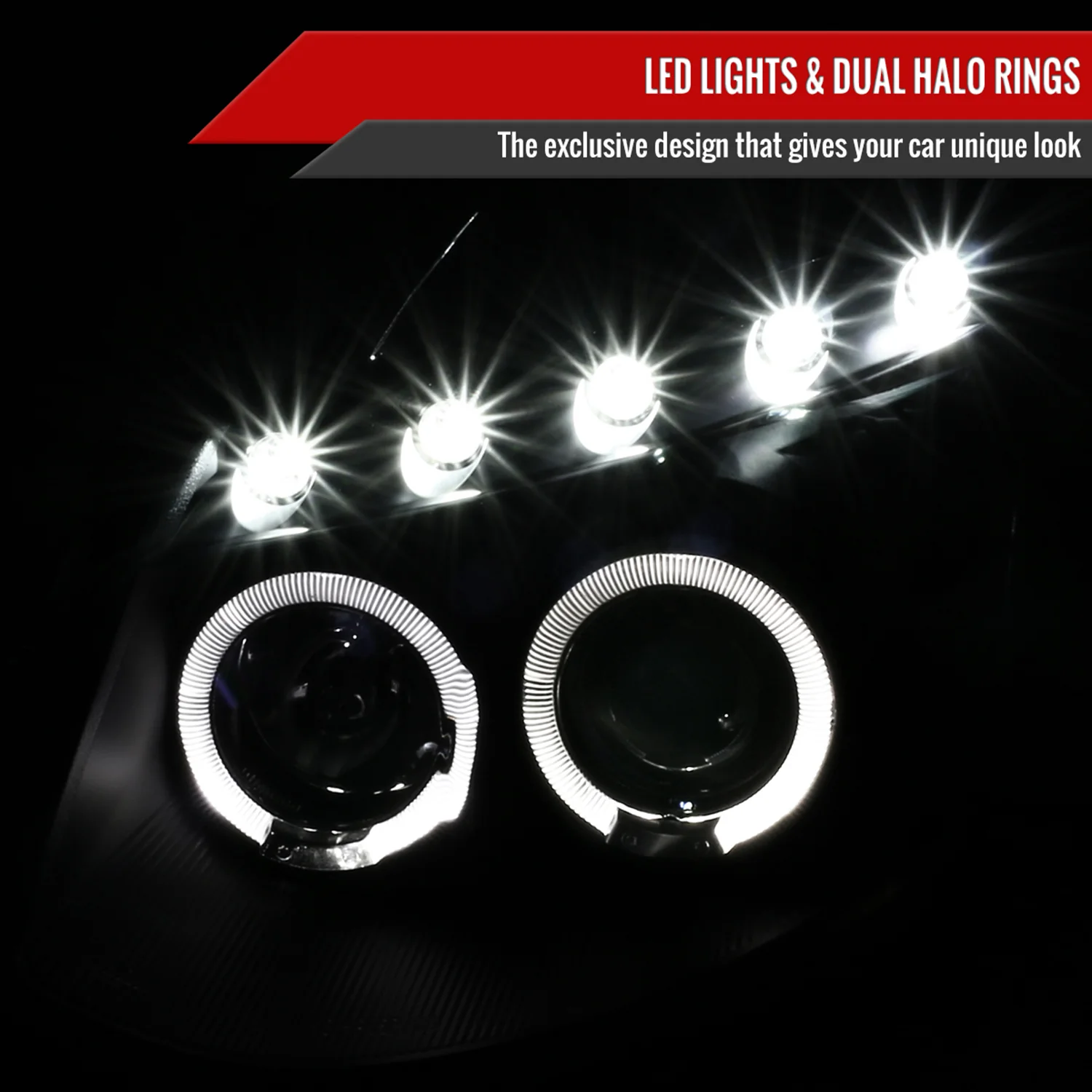 2003-2007 Infiniti G35 Coupe Dual Halo Projector Headlights Matte Black/Clear - Image 2