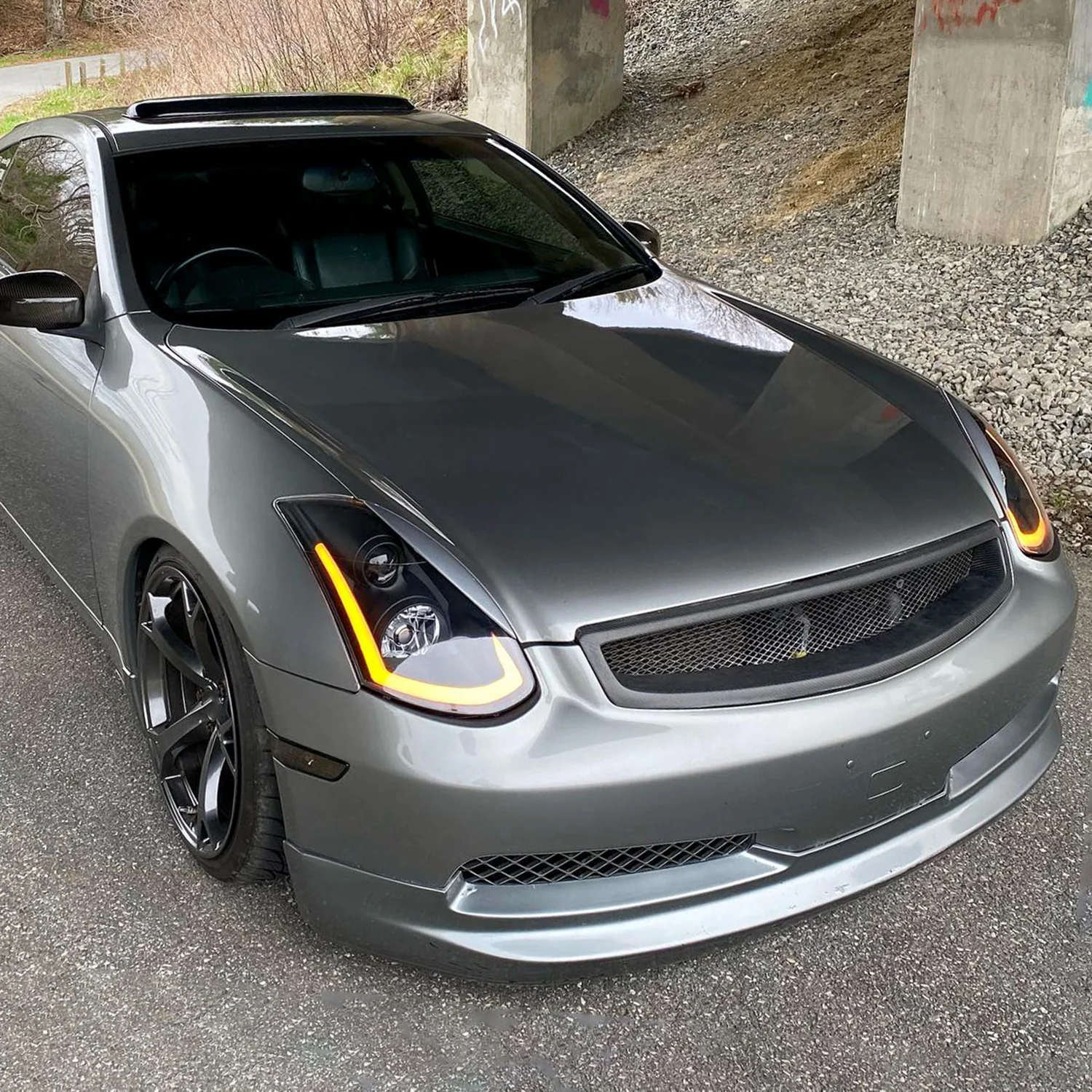 2003-2007 Infiniti G35 Coupe LED Bar Projector Headlights Turn Signals Black - Image 10