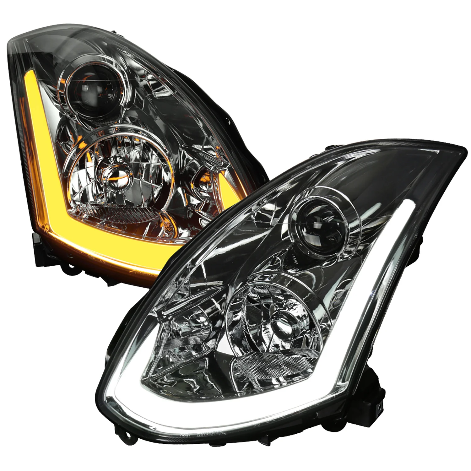 2003-2007 Infiniti G35 Coupe LED Bar Projector Headlights Turn Signals Smoke