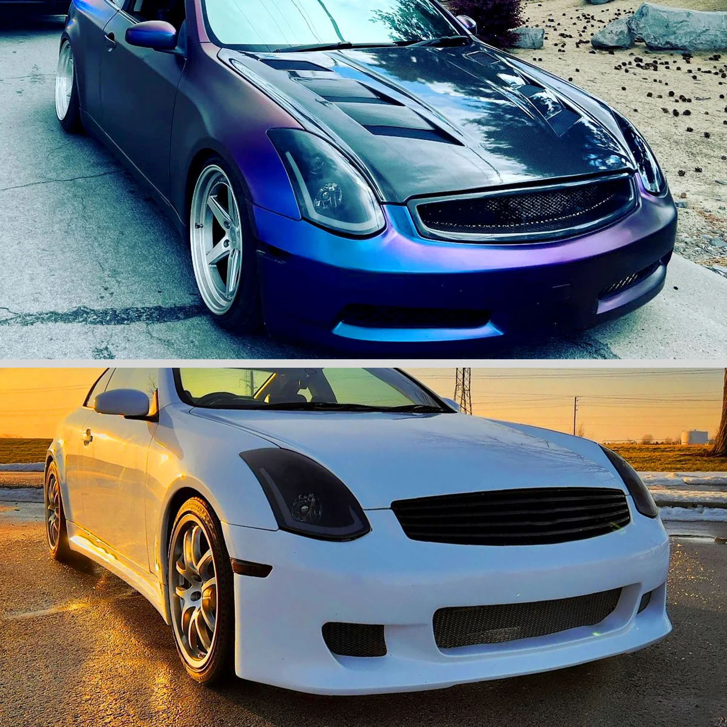 2003-2007 Infiniti G35 Coupe LED Projector Headlights Turn Signals Black Smoke - Image 10