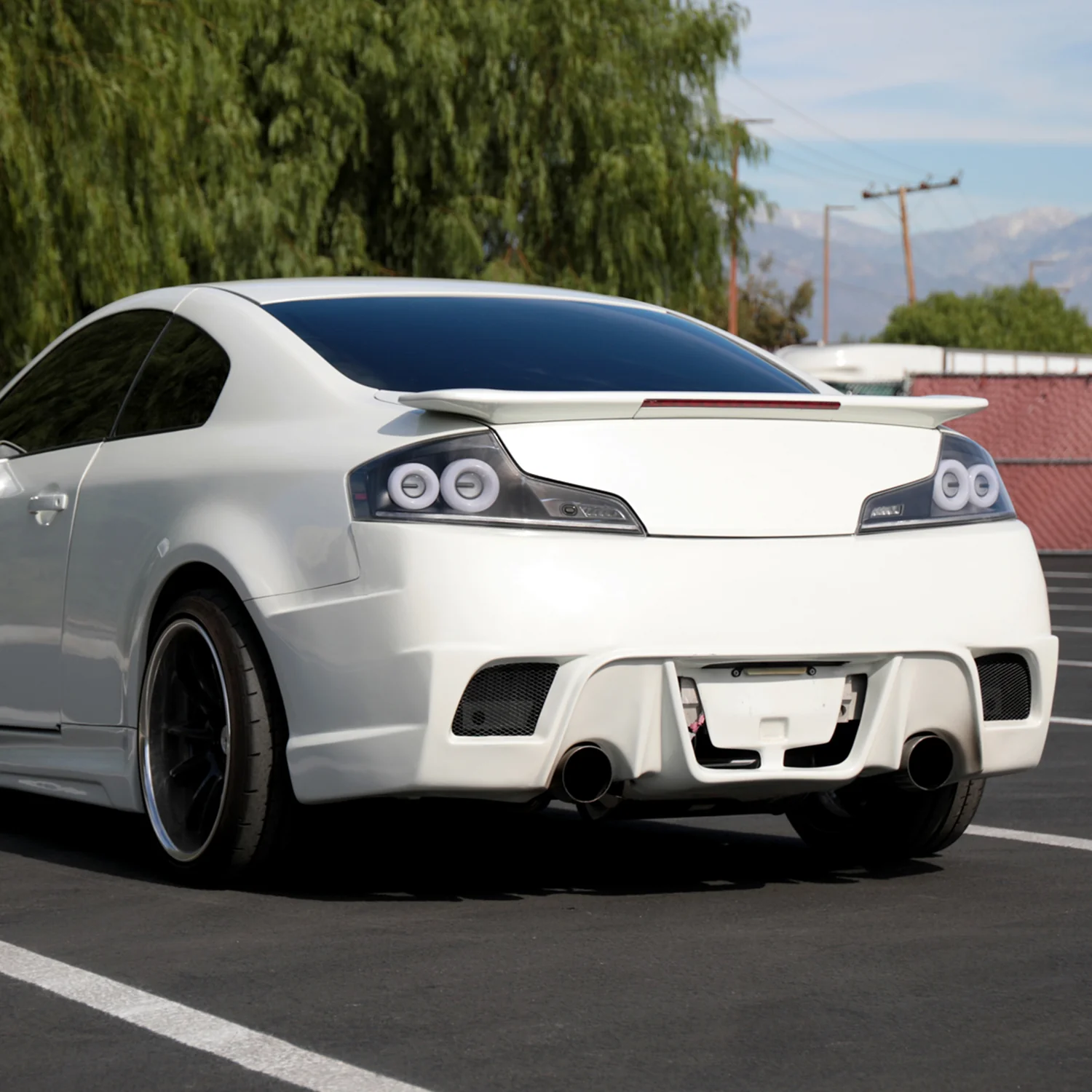 2003-2007 Infiniti G35 Coupe White LED Halo Signal Tail Light Matt Black/Clear - Image 9