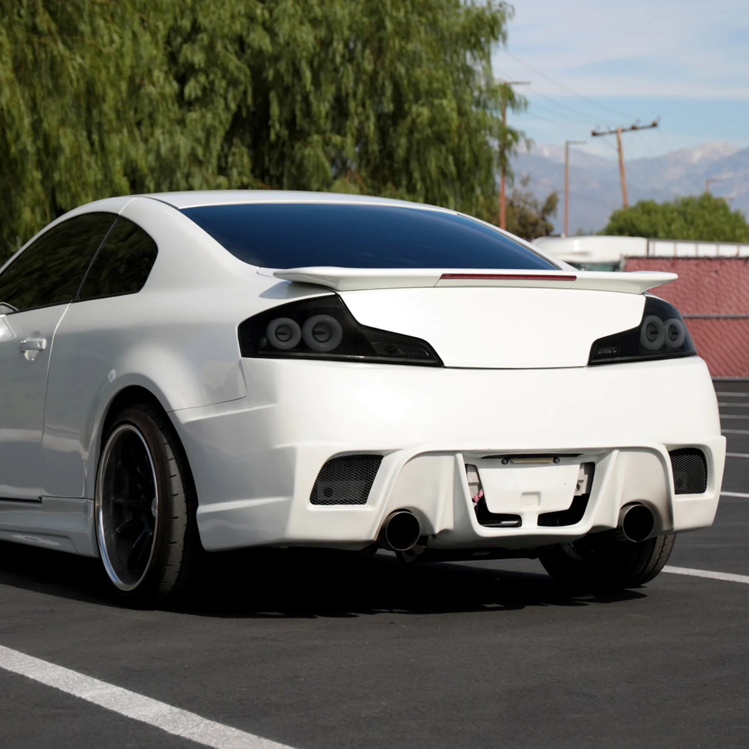 2003-2007 Infiniti G35 Coupe White LED Halo Signal Tail Light Matt Black/Smoke - Image 9