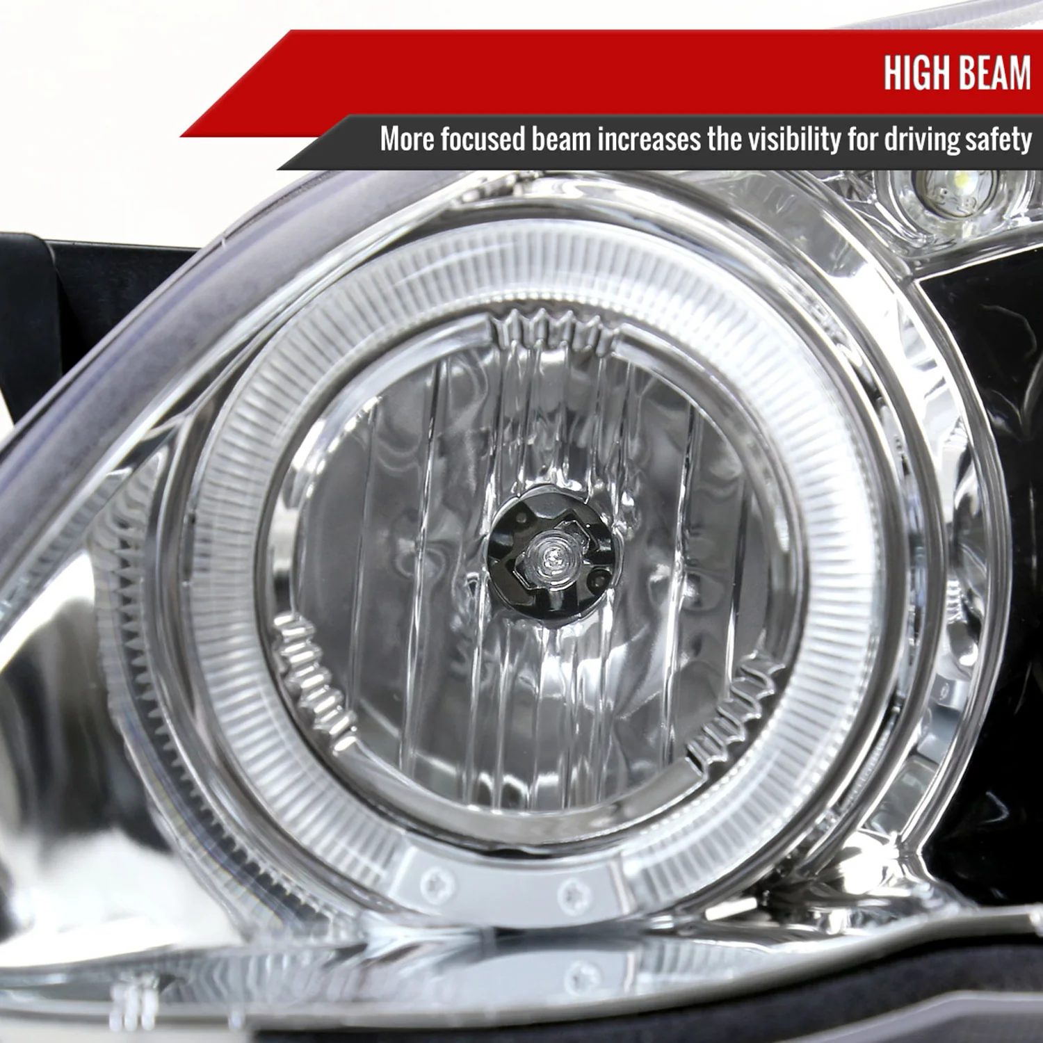 2003-2008 Toyota Corolla Dual Halo Projector Headlights Chrome/Clear Lens - Image 4