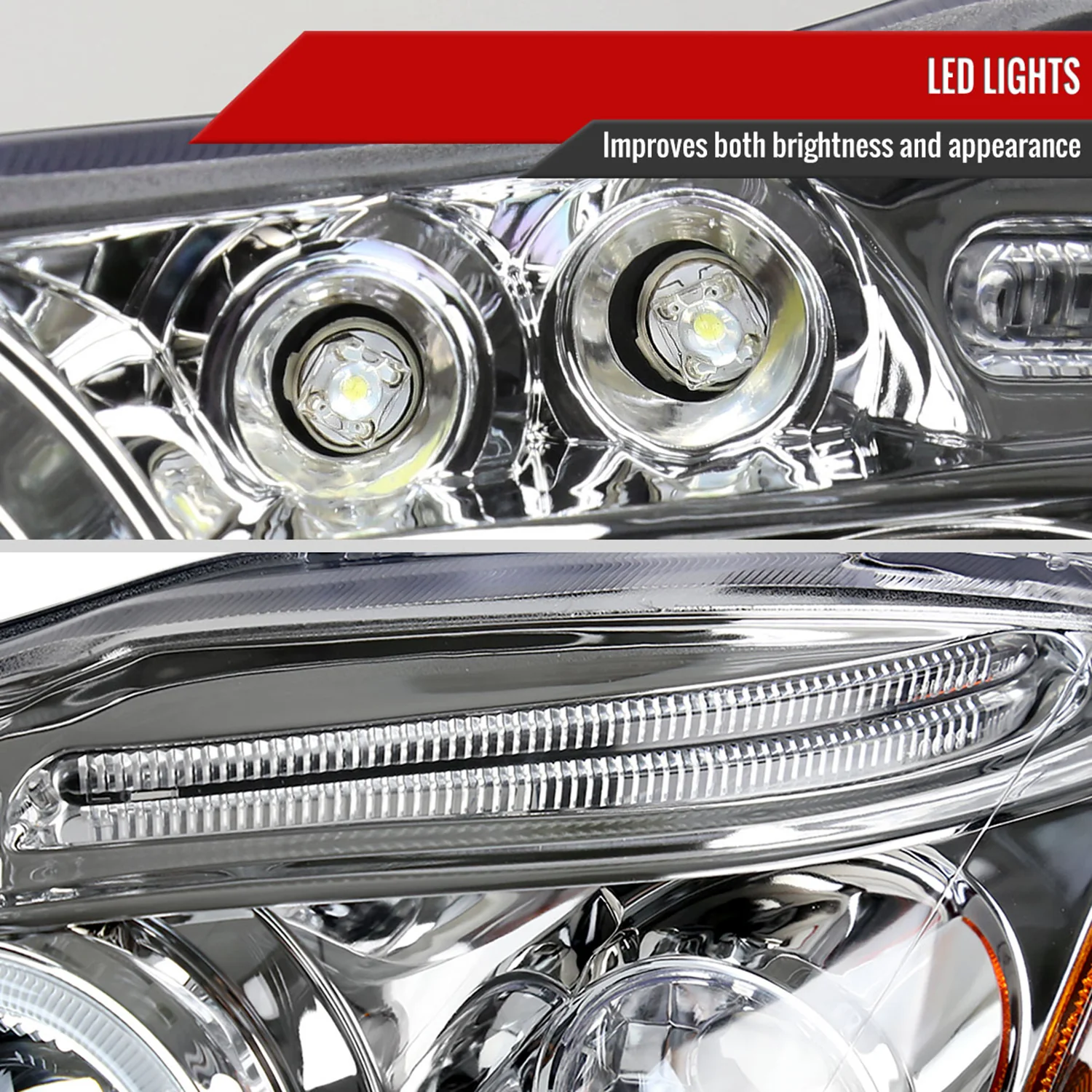2003-2008 Toyota Corolla Dual Halo Projector Headlights Chrome/Clear Lens - Image 5