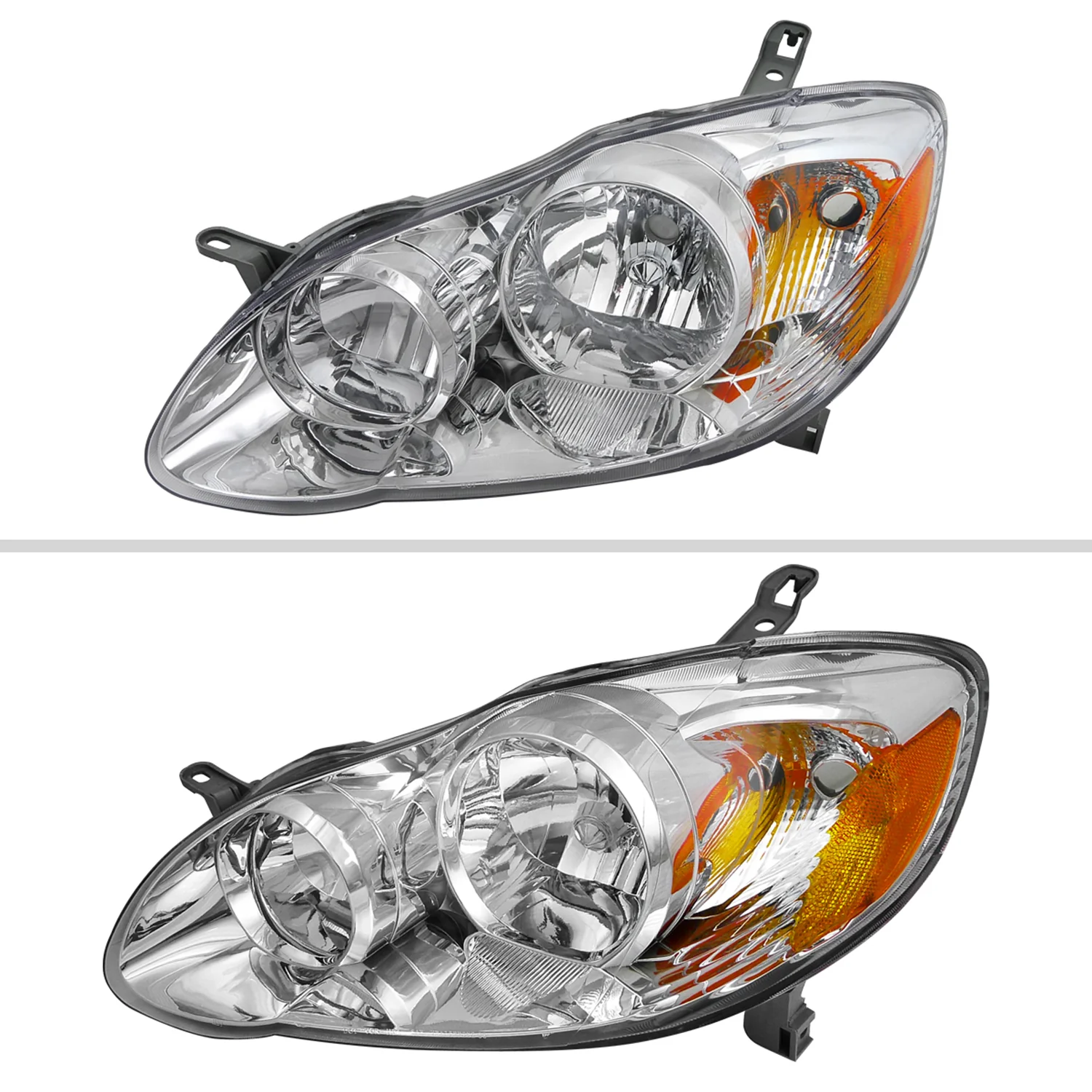 2003-2008 Toyota Corolla Factory Style Headlights Chrome Housing/Clear Lens - Image 2
