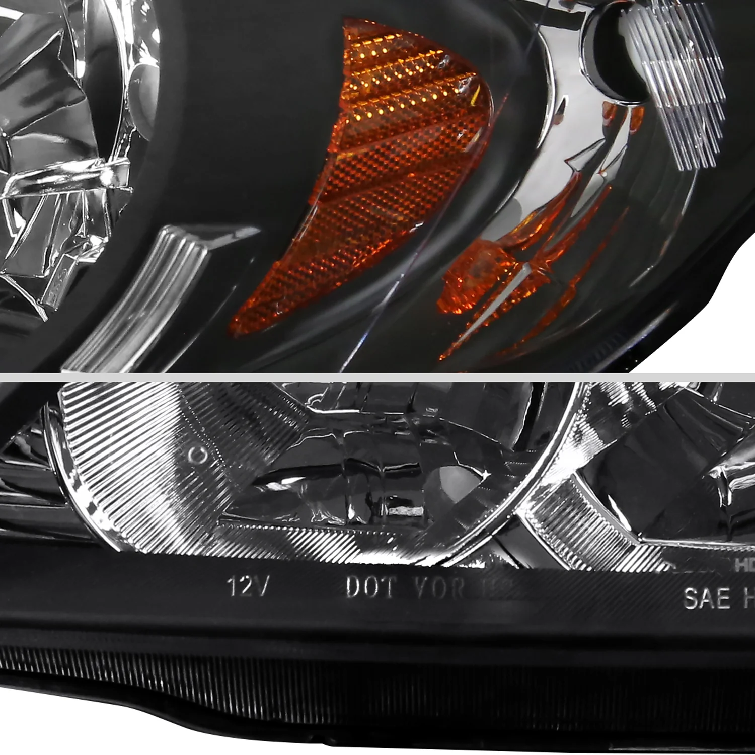 2004-2005 Honda Civic Crystal Headlights Matte Black Housing/Clear Lens - Image 6