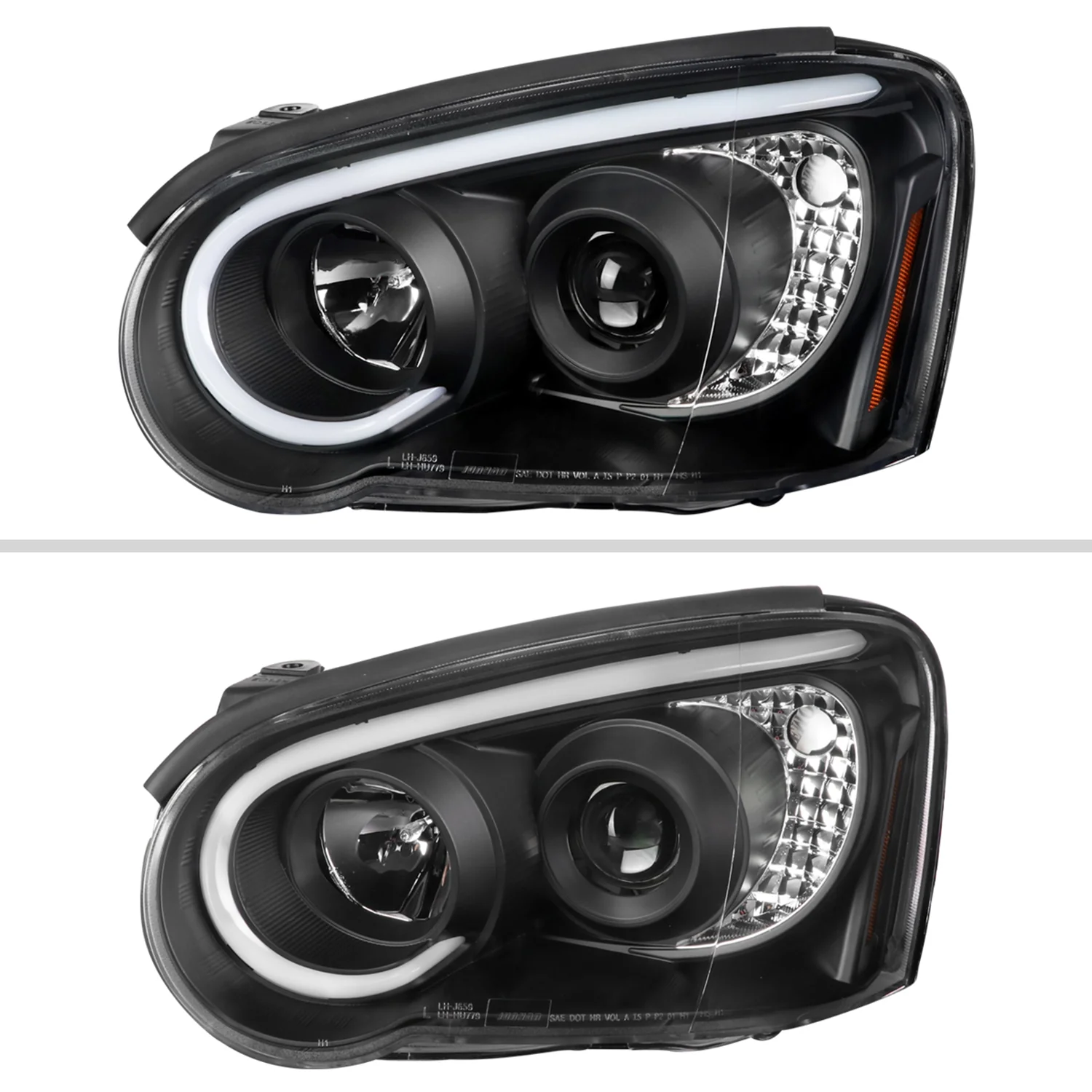 2004-2005 Subaru Impreza WRX/STI Outback Projector Headlights LED Bar Black - Image 2