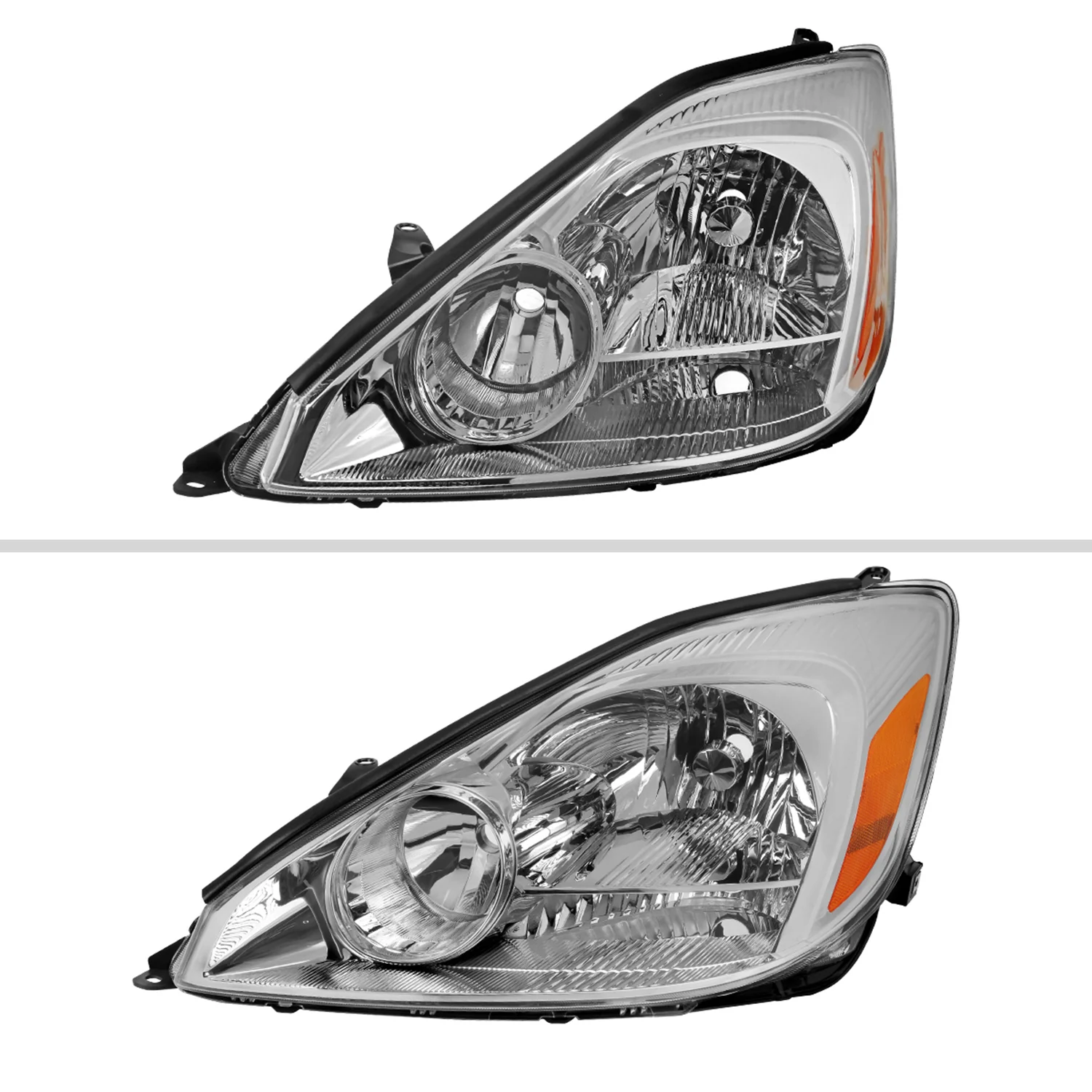 2004-2005 Toyota Sienna Driver Side Factory Headlights Amber Reflector Chrome - Image 2