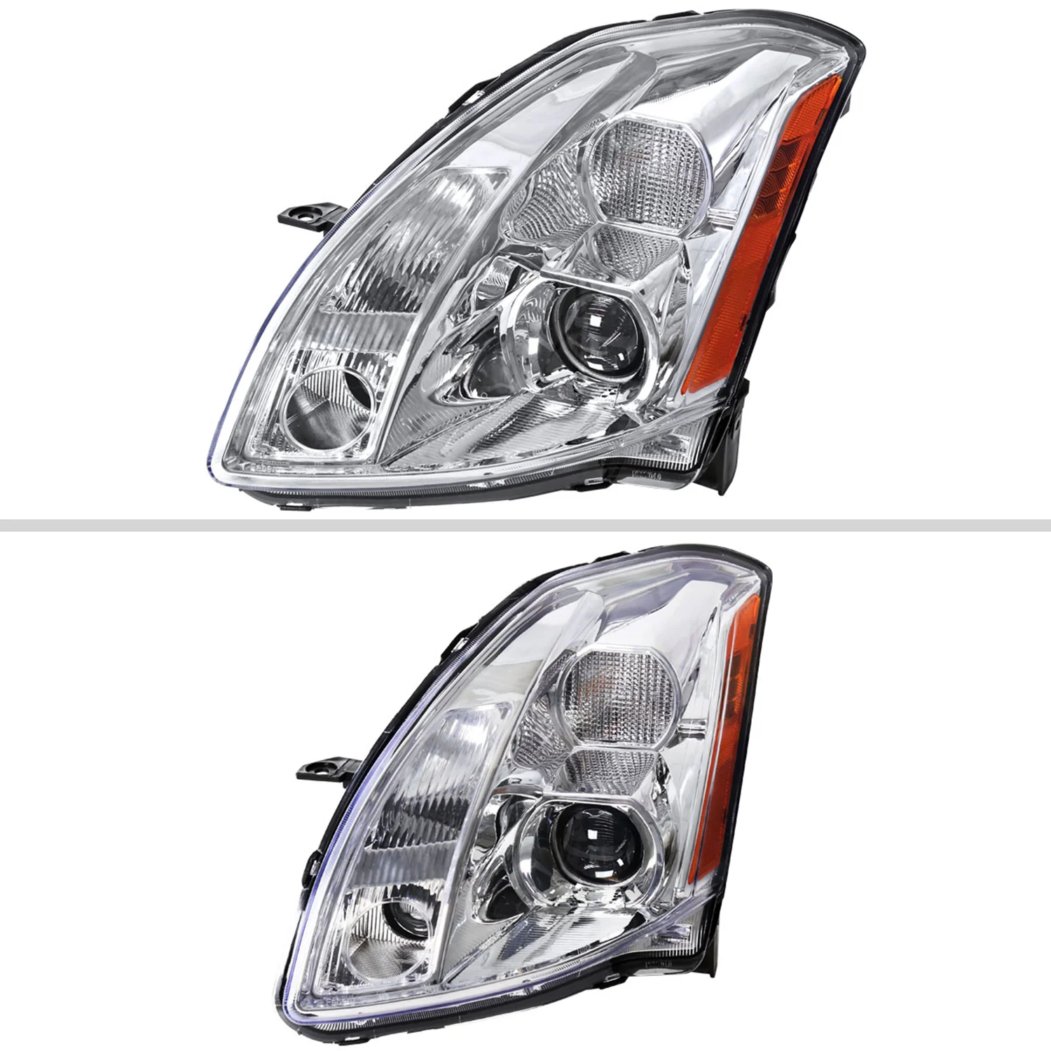 2004-2006 Nissan Maxima Projector Headlights w/ Amber Reflectors Chrome/Clear - Image 2