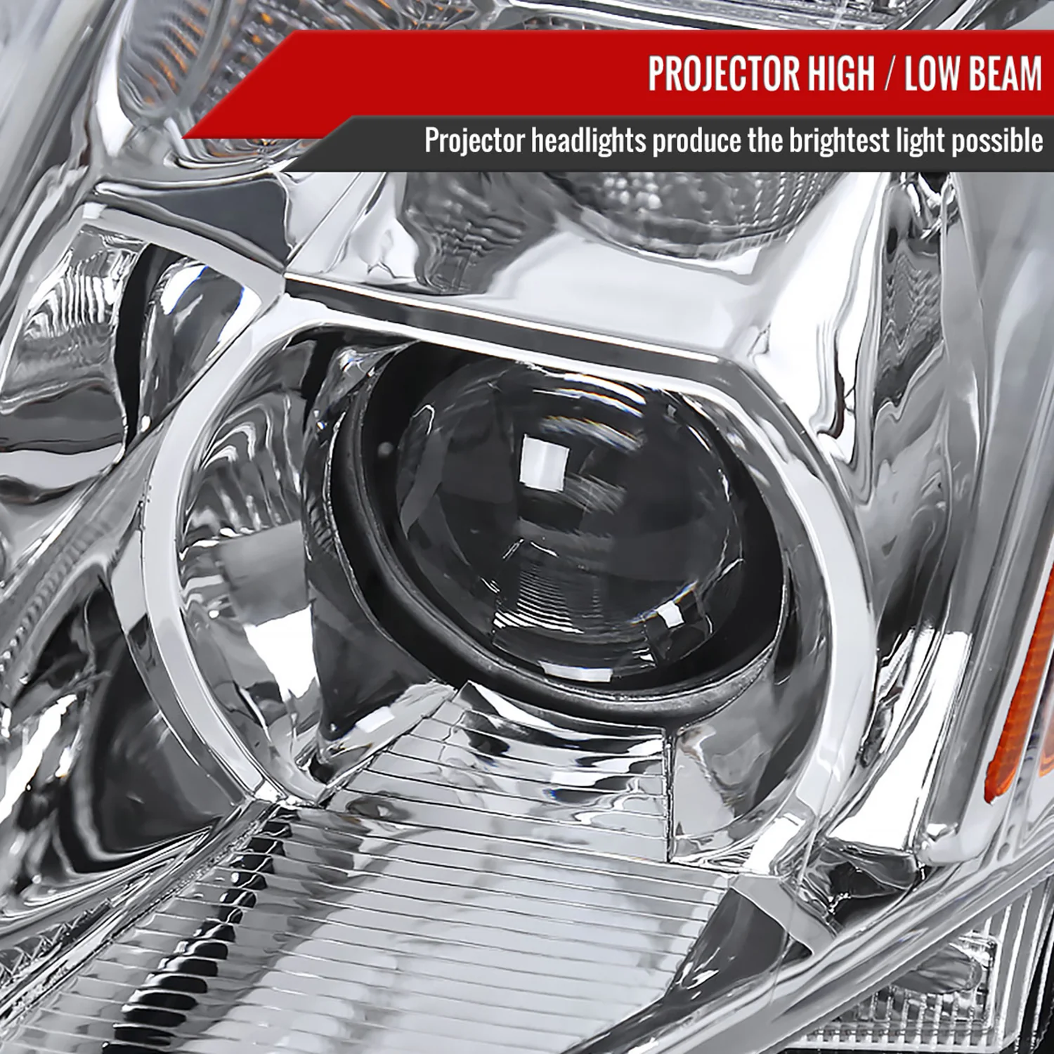 2004-2006 Nissan Maxima Projector Headlights w/ Amber Reflectors Chrome/Clear - Image 3