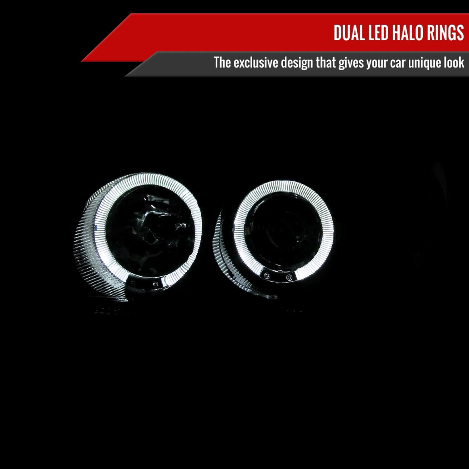 2004-2006 Nissan Sentra Dual Halo Projector Headlights Glossy Black/Smoke Lens - Image 2