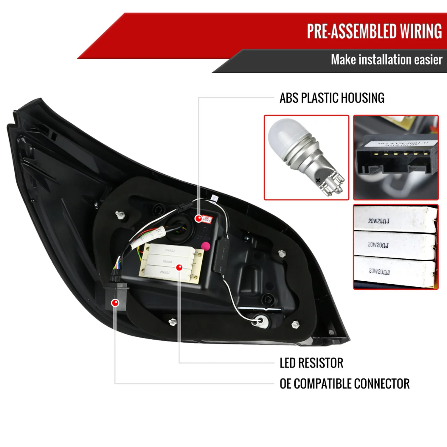 2004-2007 BMW E60 5 Series Sedan LED Tail Lights Black Housing/Clear Lens - Image 7