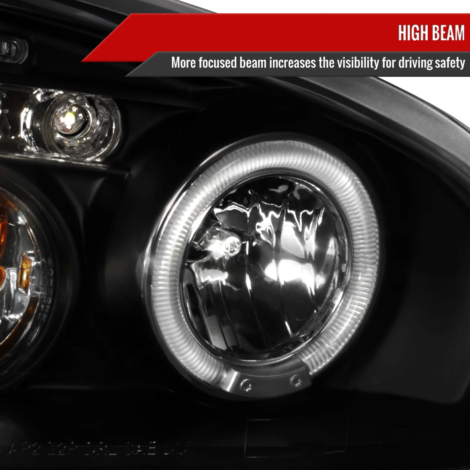 2004-2007 Chevy Malibu Dual Halo Projector Headlights Matte Black/Clear Lens - Image 4