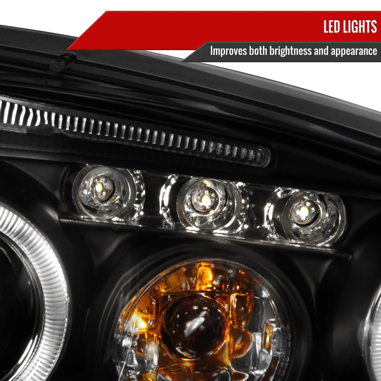 2004-2007 Chevy Malibu Dual Halo Projector Headlights Matte Black/Clear Lens - Image 5