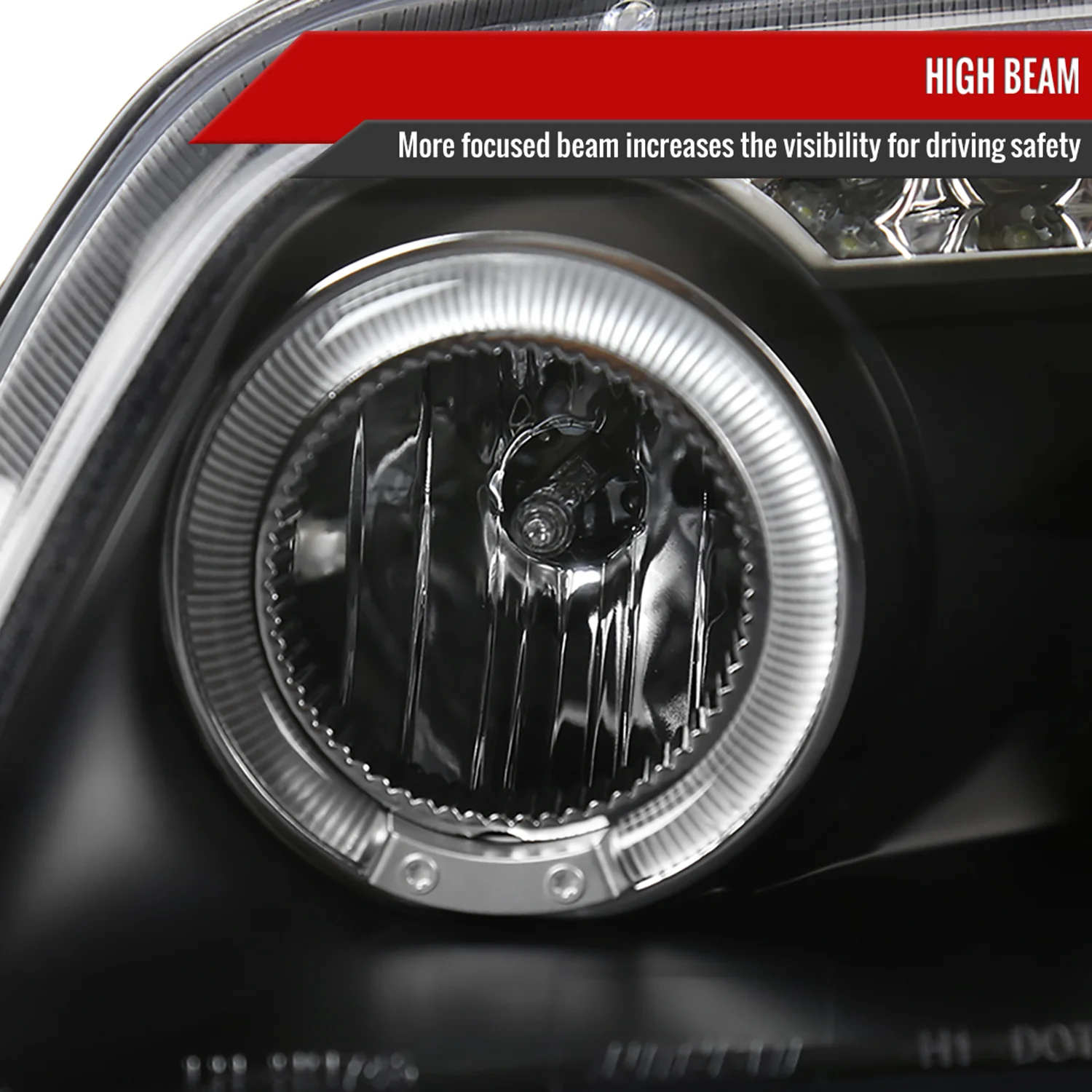 2004-2008 Chevy Aveo Dual Halo Projector Headlights Matte Black/Clear Lens - Image 4