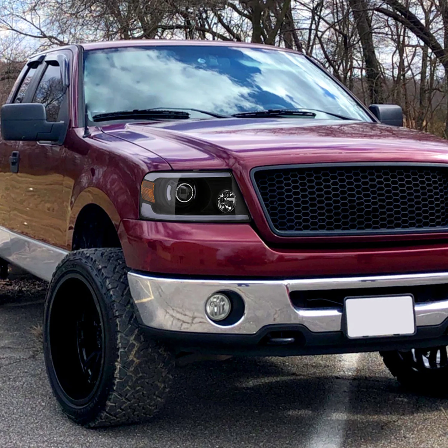 2004-2008 Ford F-150/06-2008 Lincoln Mark LT LED Tube Projector Headlights Black - Image 10