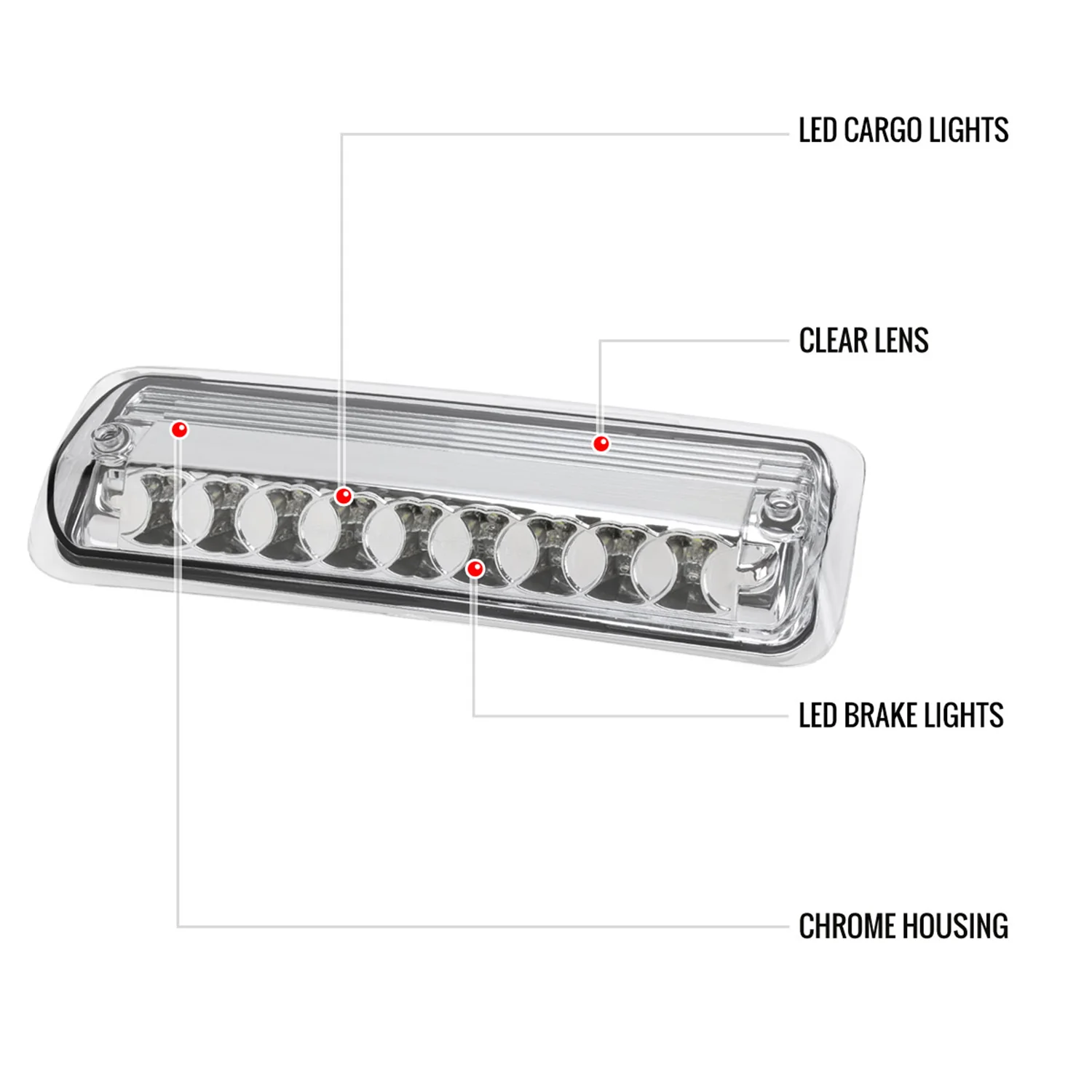 2004-2008 Ford F-150 LED 3rd Brake Light Chrome Housing/Clear Lens - Image 8