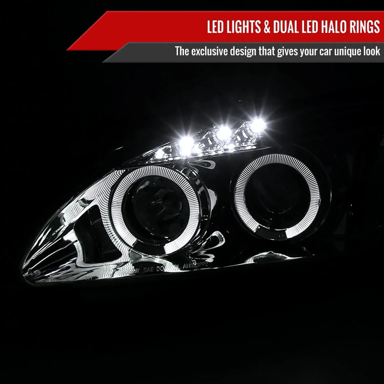 2004-2009 Honda S2000 AP2 Dual Halo Projector Headlights Chrome/Clear Lens - Image 2