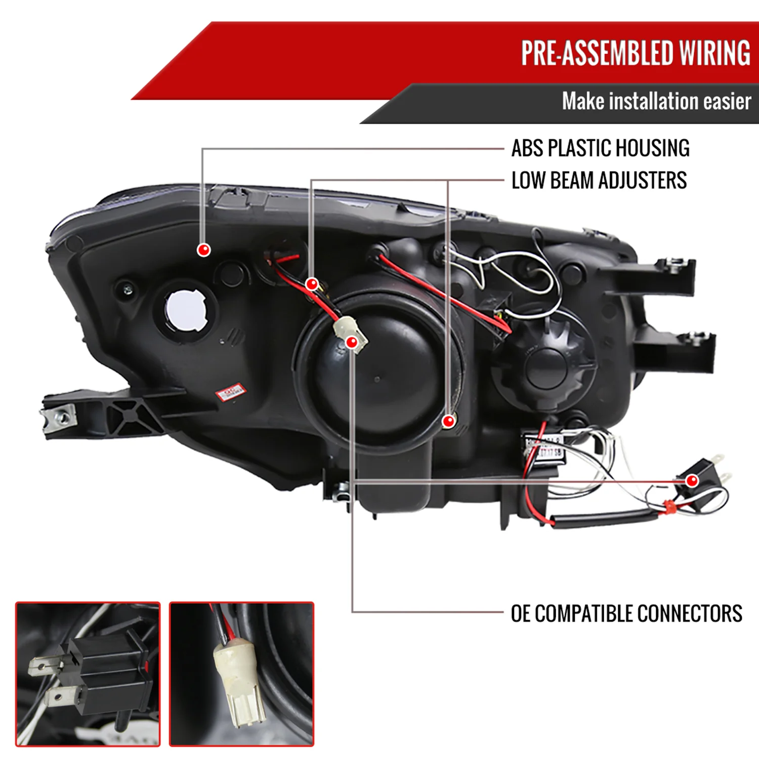 2004-2009 Honda S2000 AP2 Dual Halo Projector Headlights Matte Black/Clear - Image 7