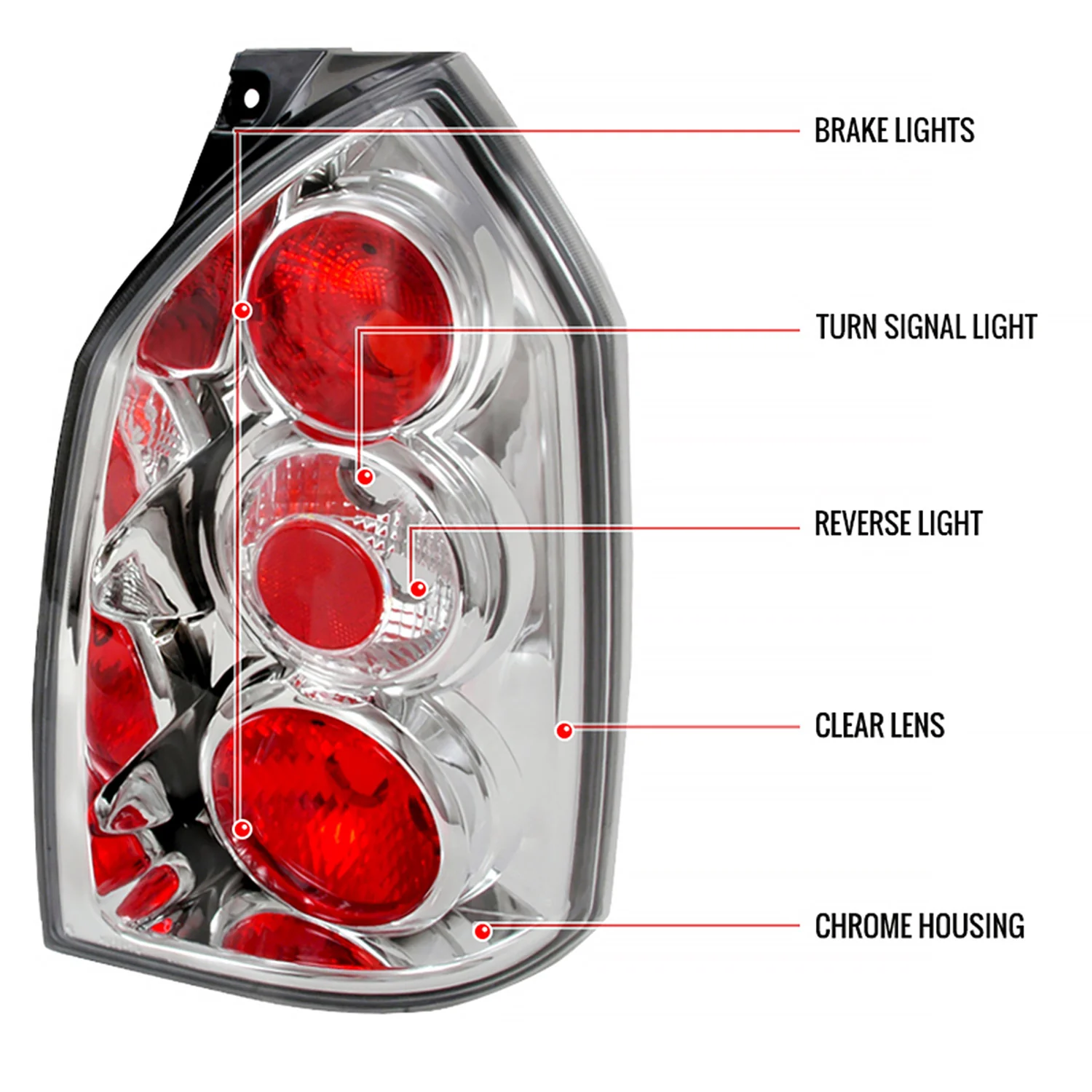 2004-2009 Hyundai Tucson Tail Lights Chrome Housing/Clear Lens - Image 6
