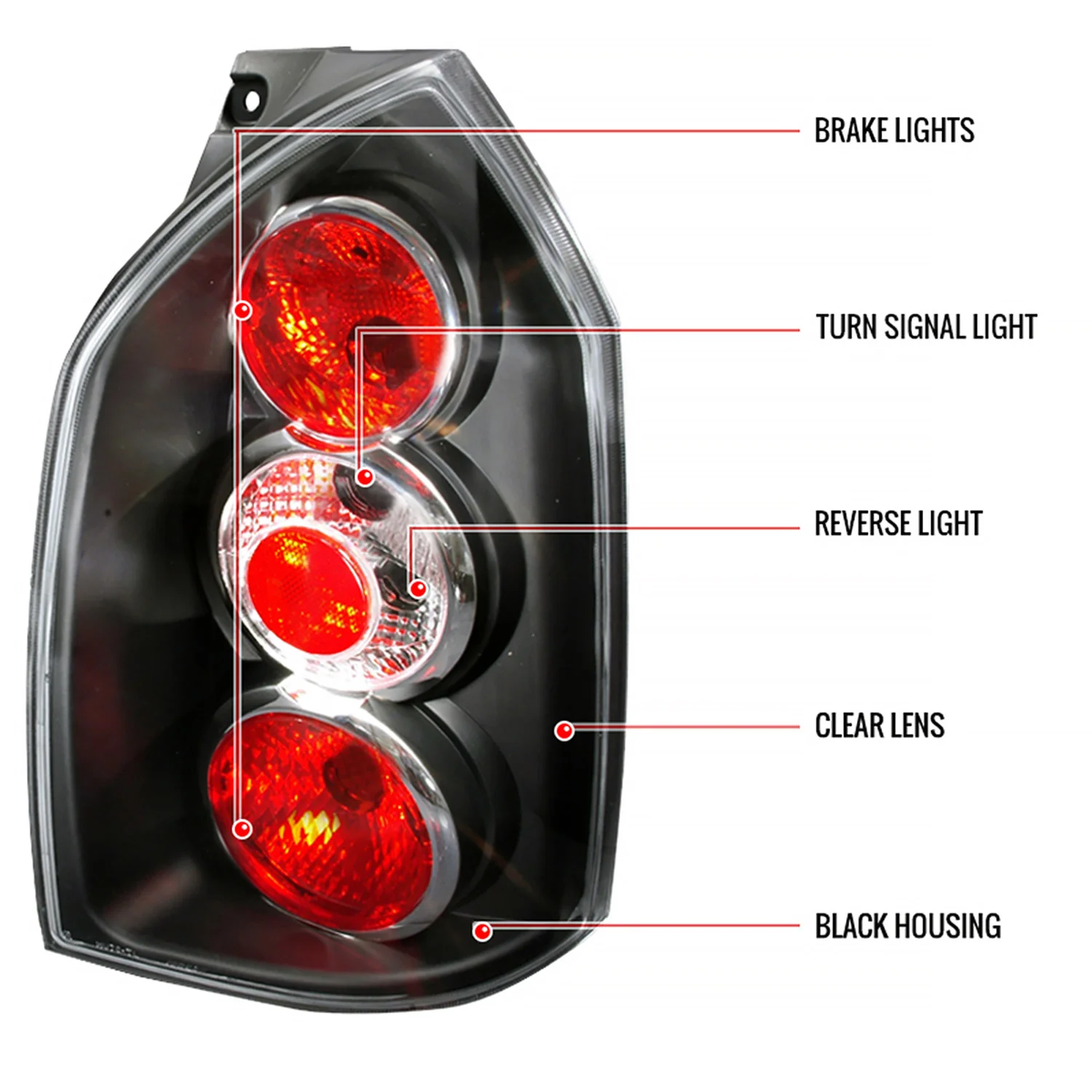 2004-2009 Hyundai Tucson Tail Lights Matte Black Housing/Clear Lens - Image 6