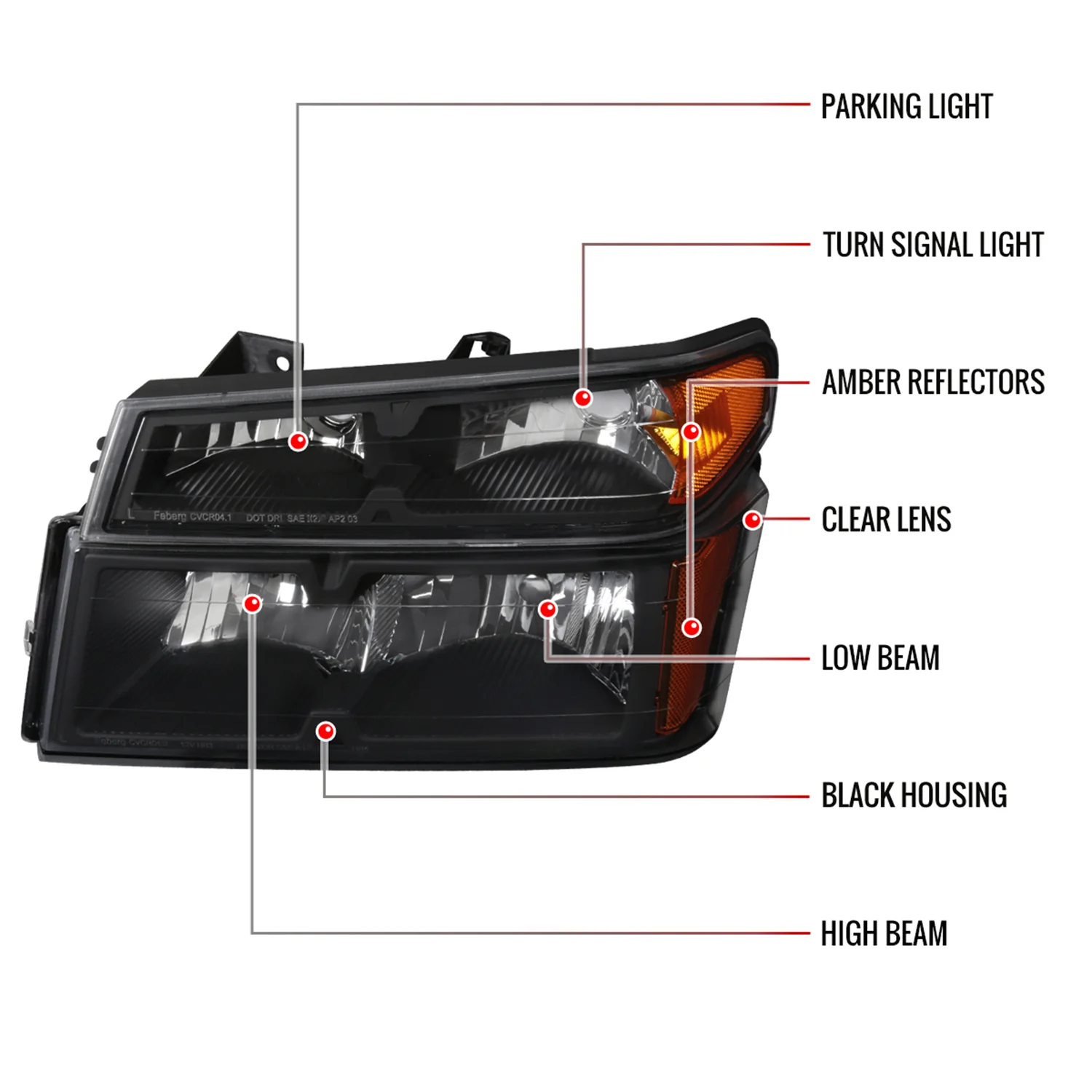 2004-2012 Chevy Colorado /Canyon Isuzu I-Series Headlights Pair Matte Black - Image 8