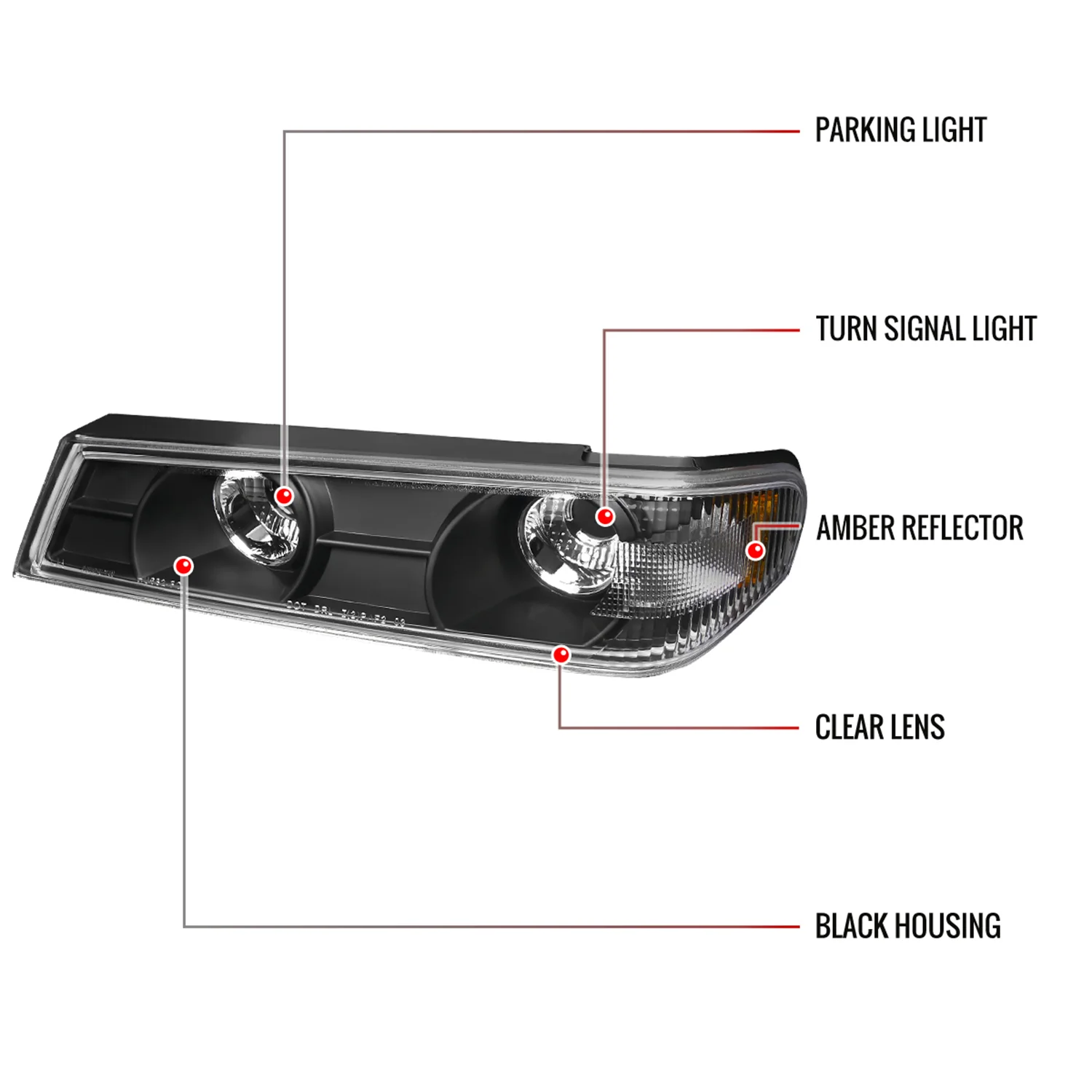 2004-2012 Chevy Colorado GMC Canyon Corner Lights Matte Black/Clear Lens - Image 7