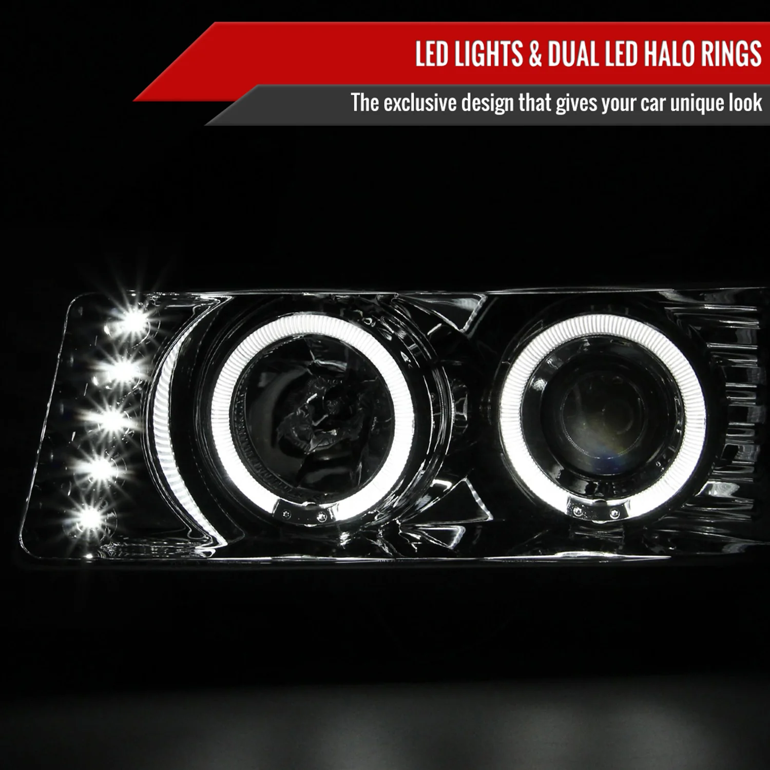 2004-2012 Chevy Colorado/ GMC Canyon Dual Halo Projector Headlights Chrome - Image 2