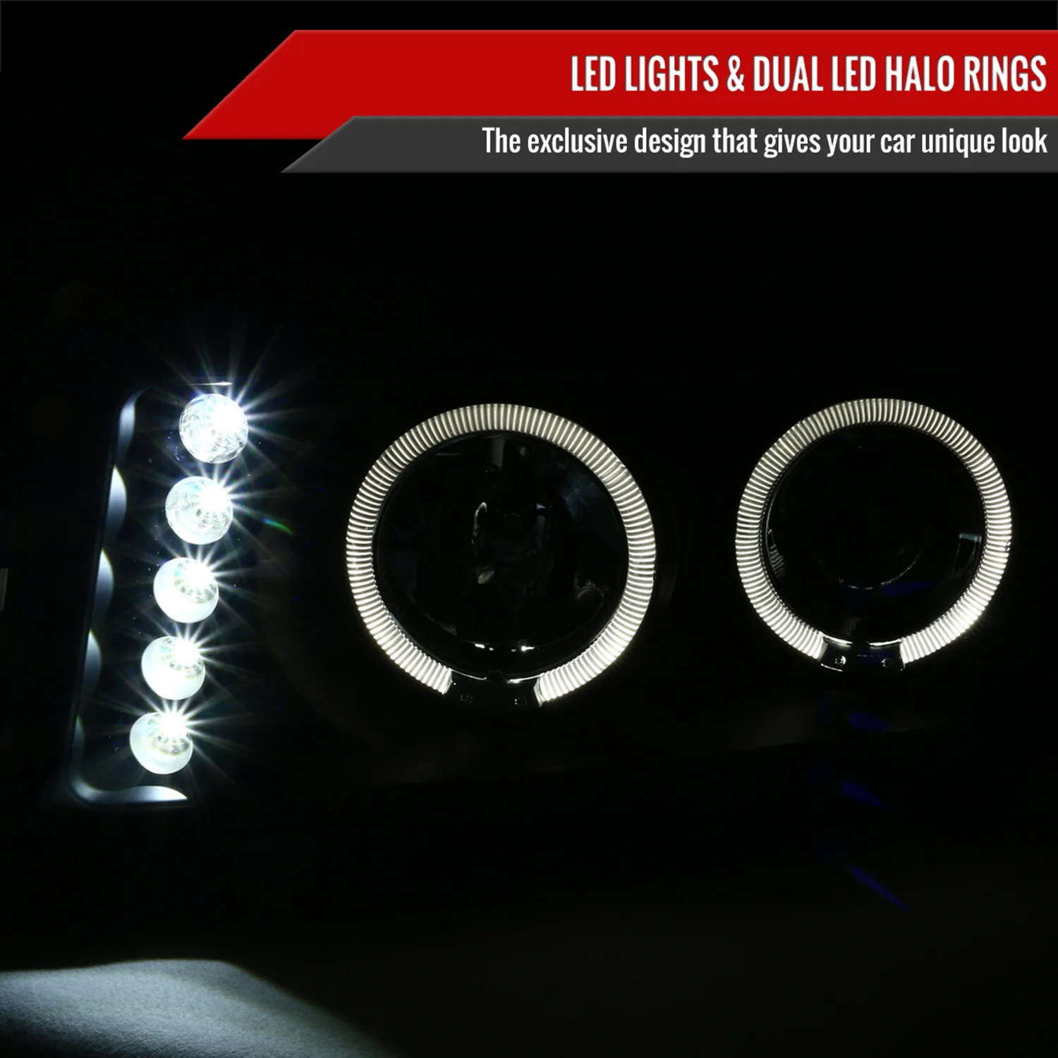 2004-2012 Chevy Colorado/ GMC Canyon Dual Halo Projector Headlights Matt Black - Image 2