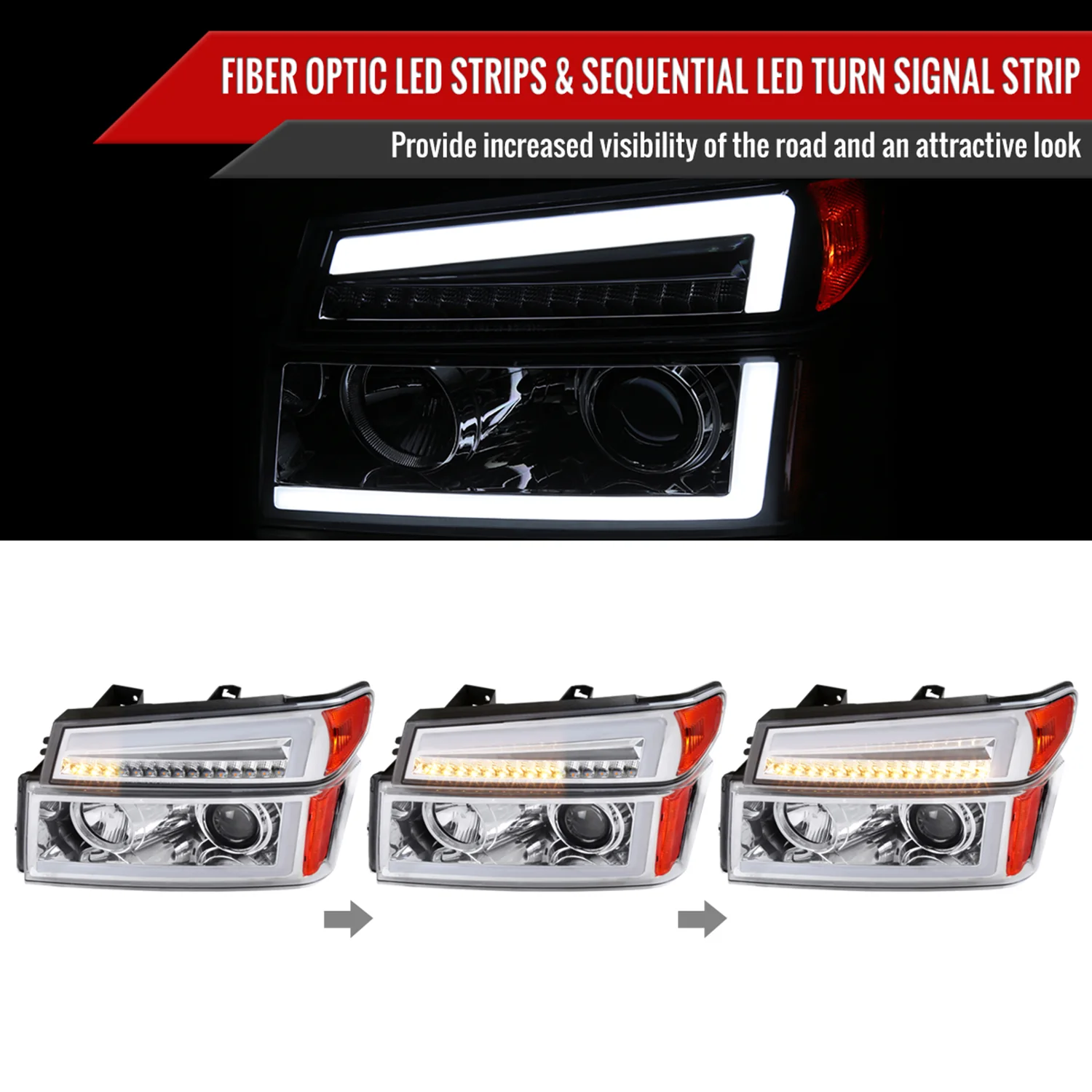 2004-2012 Chevy Colorado/GMC Canyon LED Headlights&Corner Lamp Chrome - Image 2