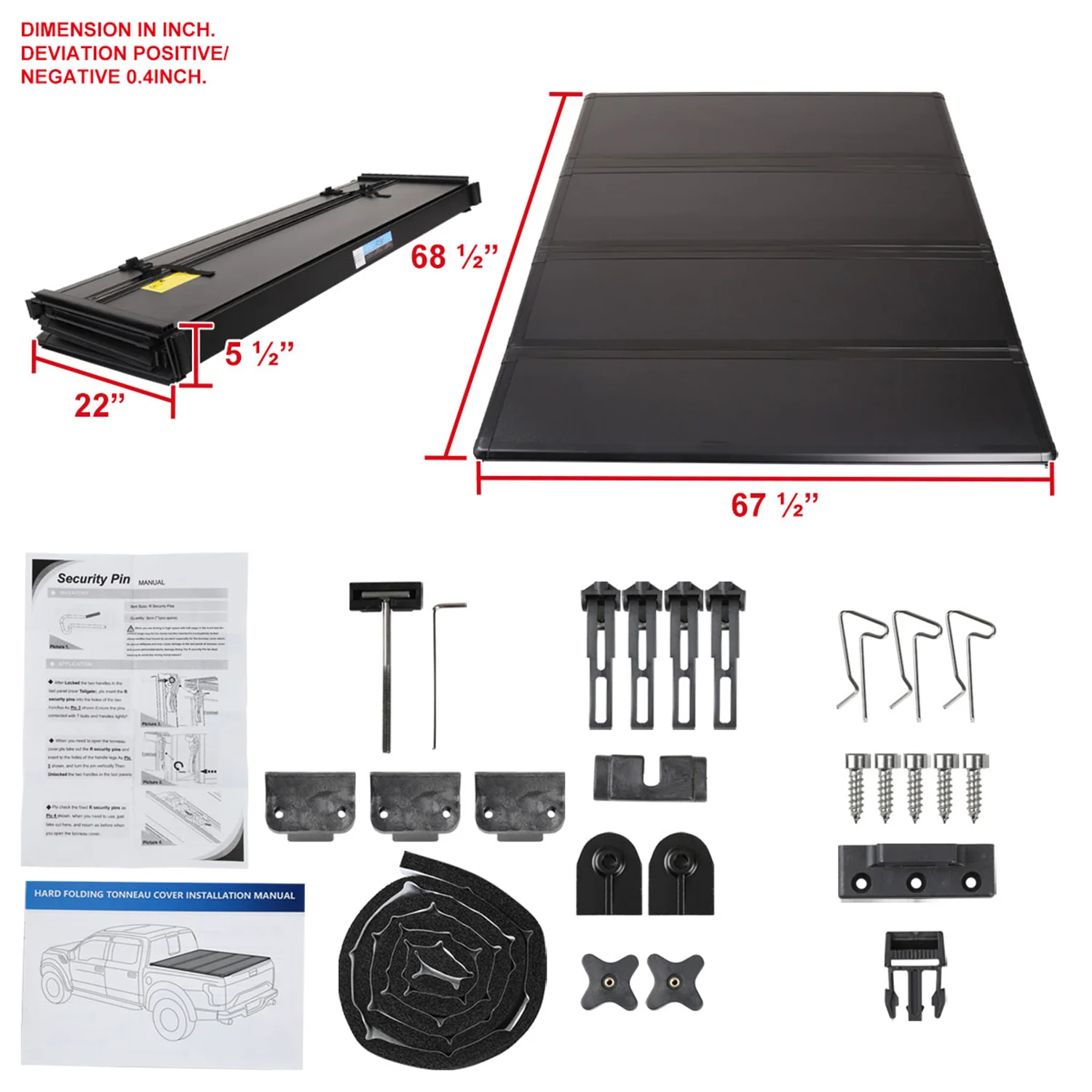 2004-2014 Ford F-150 5'6" Short Bed Hard Quad-Fold Tonneau Cover - Image 9