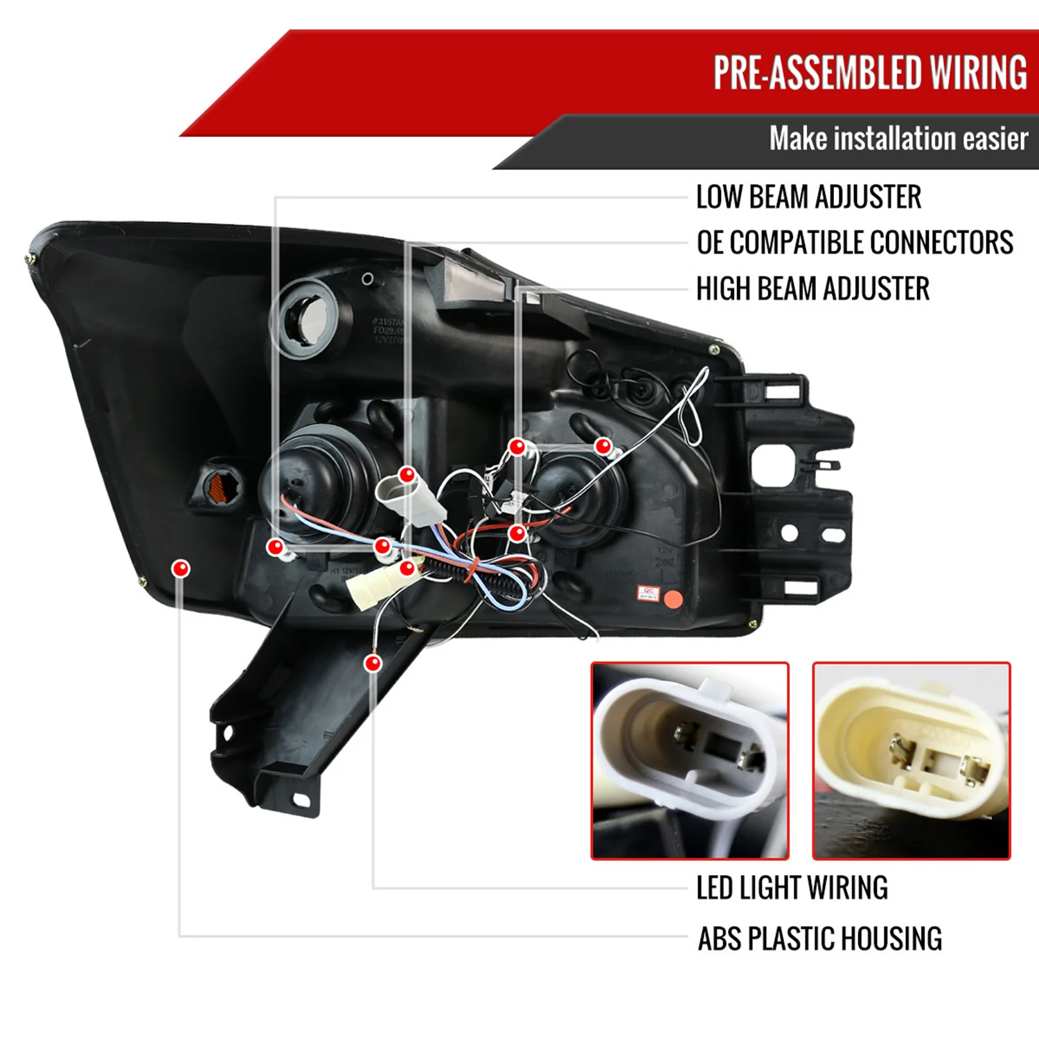2004-2015 Nissan Titan/ 04-2007 Armada Dual Halo Projector Headlights Jet Black - Image 7