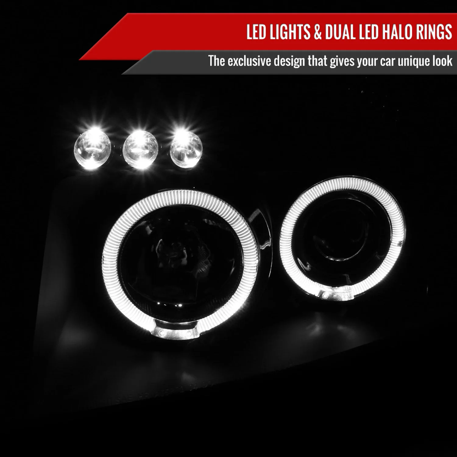 2004-2015 Nissan Titan/ 04-2007 Armada Dual Halo Projector Headlights Matt Black - Image 2