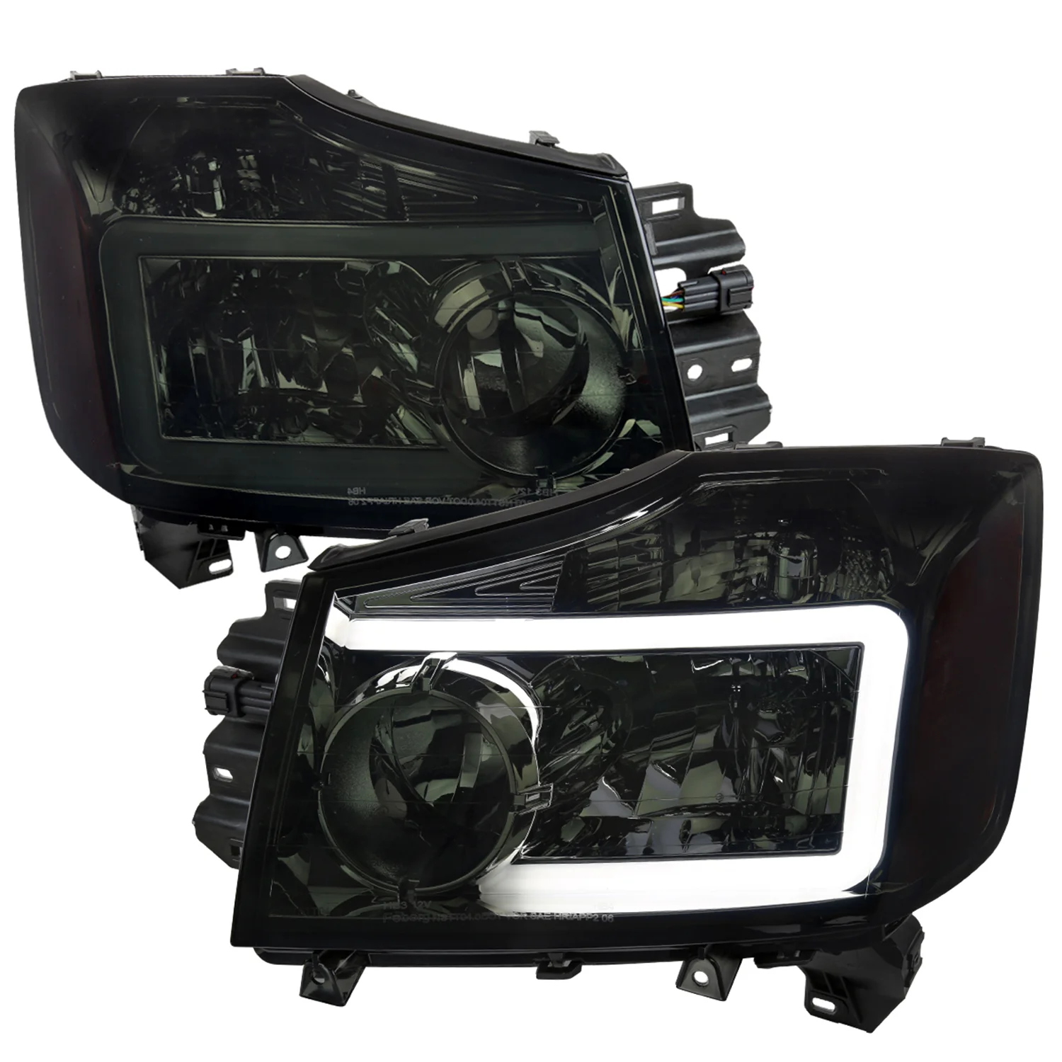 2004-2015 Nissan Titan / 04-2007 Armada LED Bar Factory Headlights Chrome/Smoke