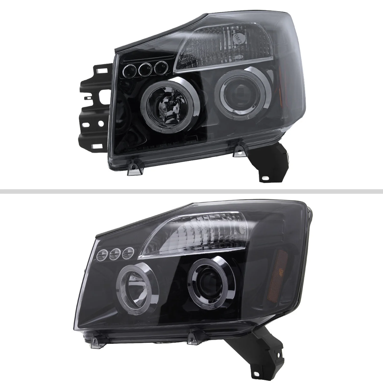 2004-2015 Nissan Titan/ 2004-2007 Armada Dual Halo Projector Headlights Black - Image 2