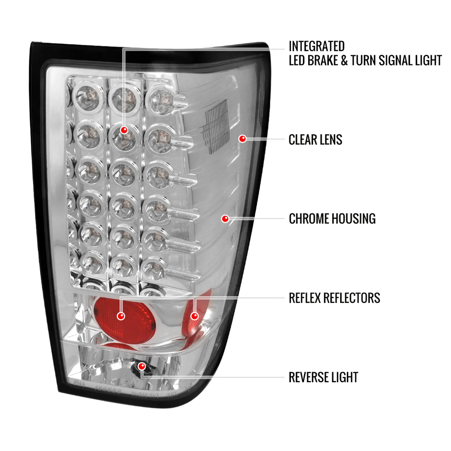 2004-2015 Nissan Titan LED Tail Lights Chrome Housing/Clear Lens - Image 8