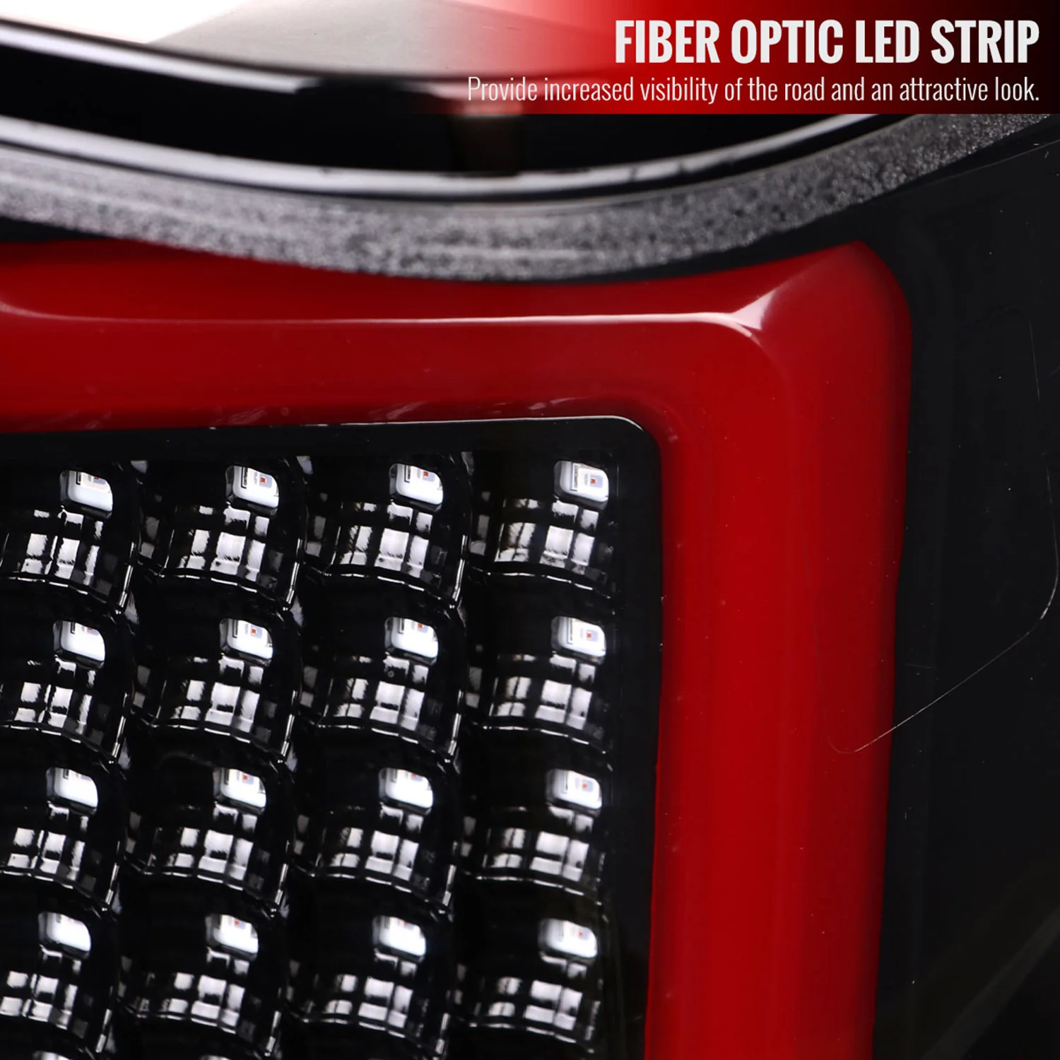 2004-2015 Nissan Titan LED Tail Lights with Red LED Tube Jet Black/Clear Lens - Image 4