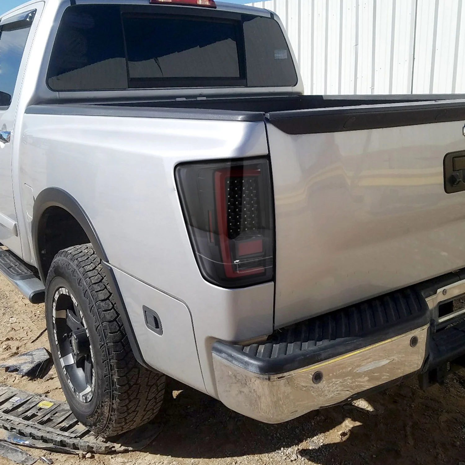 2004-2015 Nissan Titan LED Tail Lights with Red LED Tube Jet Black/Clear Lens - Image 9
