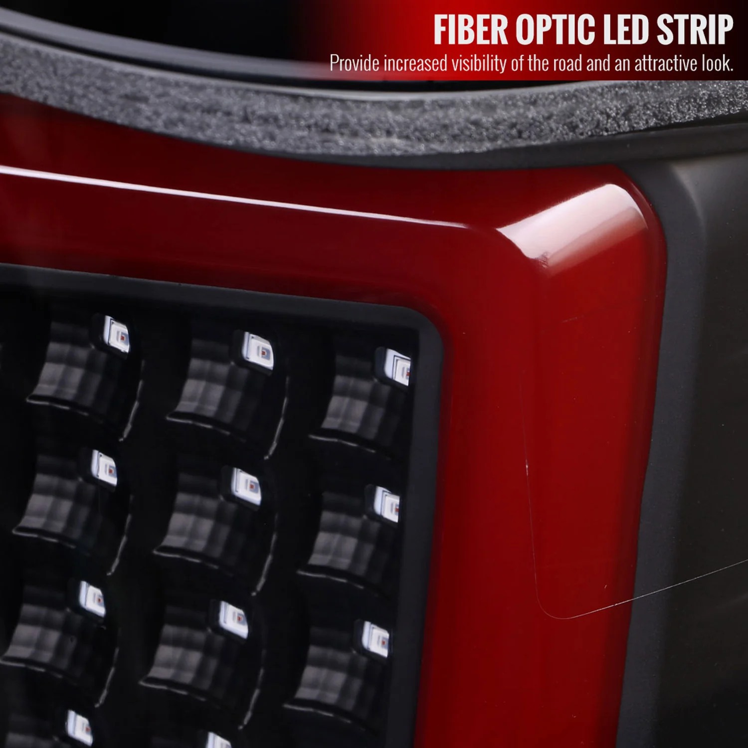 2004-2015 Nissan Titan LED Tail Lights with Red LED Tube Matte Black/Clear - Image 3