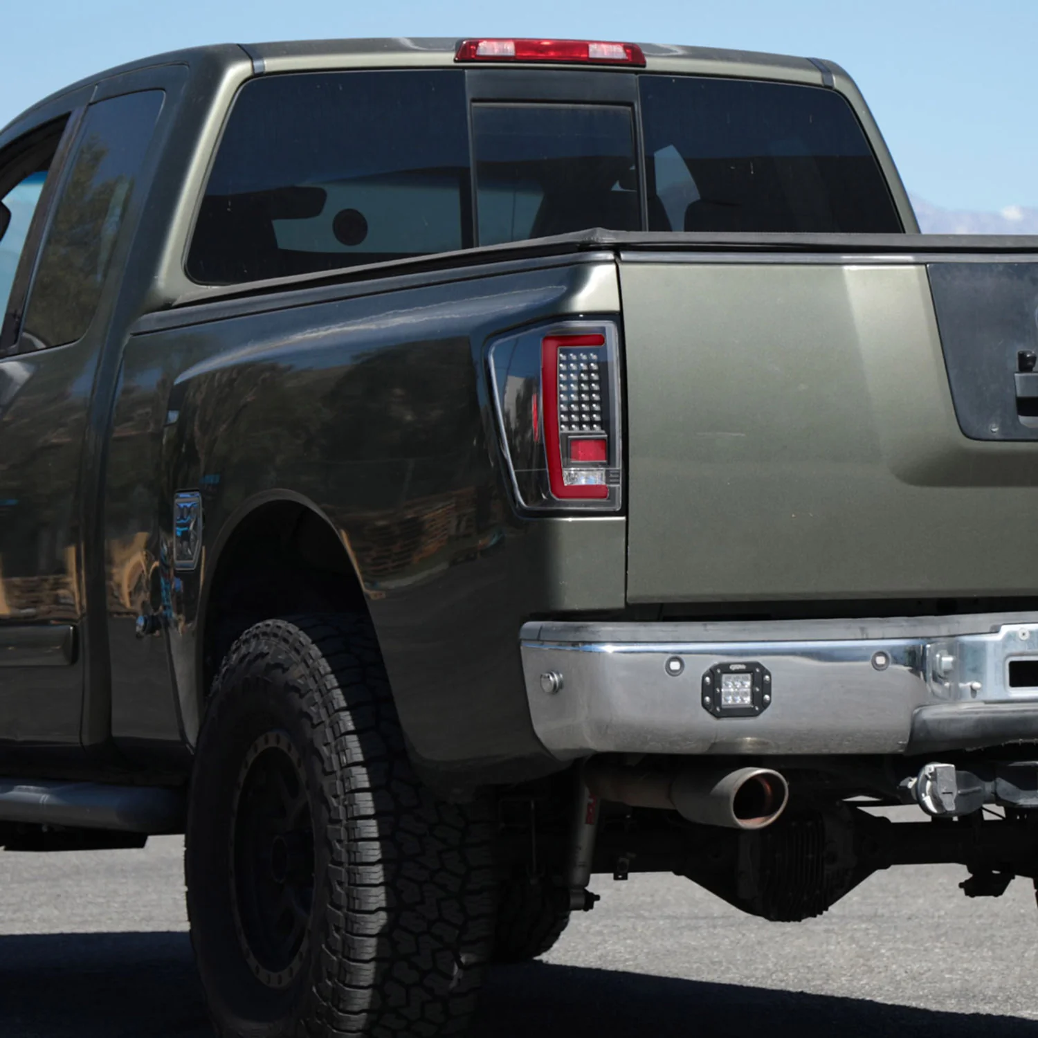 2004-2015 Nissan Titan LED Tail Lights with Red LED Tube Matte Black/Clear - Image 9